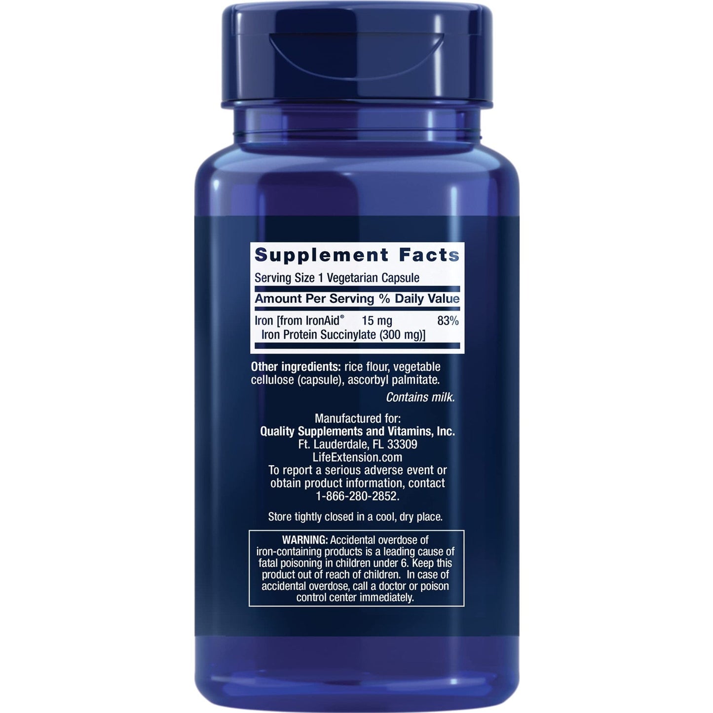 Life Extension Iron Protein Plus, Iron Protein succinylate, absorbable Iron Supplement for Whole-Body Health, Non-GMO, Gluten-Free, Vegetarian, 100 Capsules - Medaid International