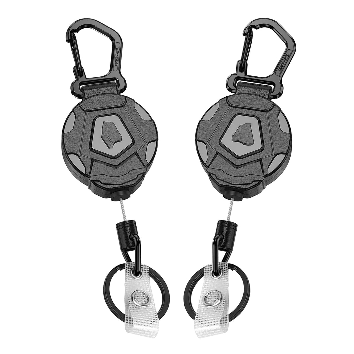 KASTWAVE Retractable Keychain, Heavy Duty Carabiner Badge Holder, Tactical ID Badge Reel with 31.5¡± Steel Retractable Cord, 8.0 oz 2 Pack