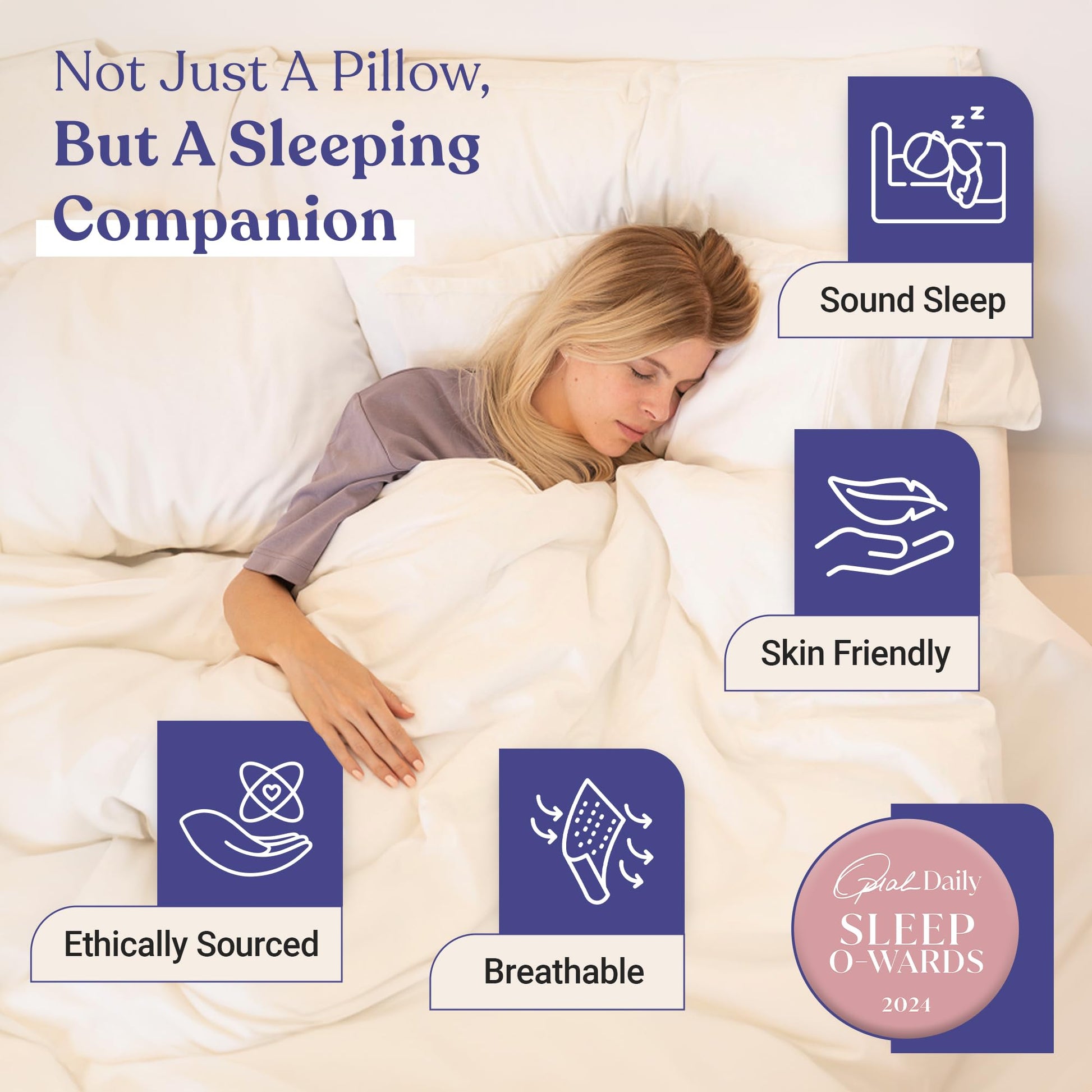 FluffCo Zen Fluff Down Standard/Queen Pillow with 600 Fill Power White Duck Down Stomach Sleeper Pillows - Luxury Hotel Quality 300 Thread Count - 100% Cotton Feather Pillows (Soft Queen Size 1 Pack) - Medaid International