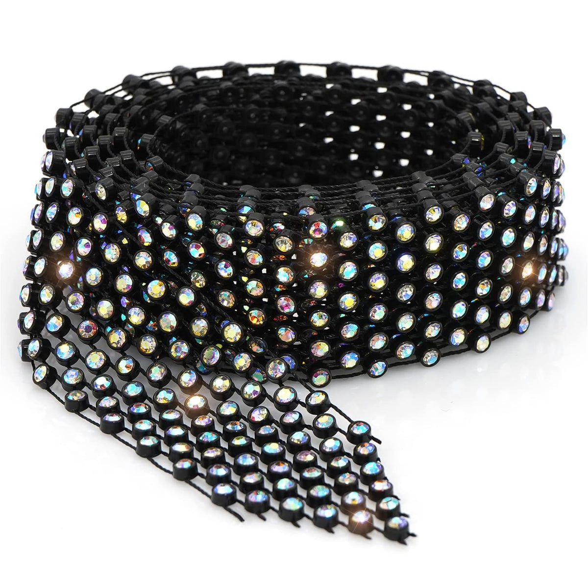 TERRIFI Rhinestone Neck Tie, Glittering Sparkle Long Thin Women's Scarf Necktie, Neckerchief Collar Decor