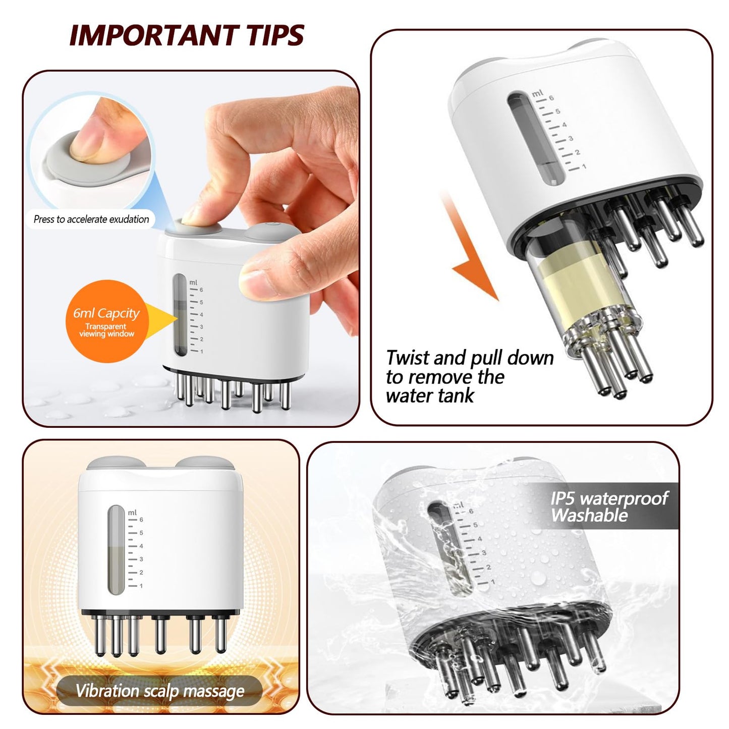 Pawfan Minoxidil Applicator, Hair Oiling Applicator, Root Comb Applicator，Scalp Oil Dispenser, 2-in-1 Hair Growth Oil Applicator and Scalp Massager for Hair Treatment and Growth - Medaid International