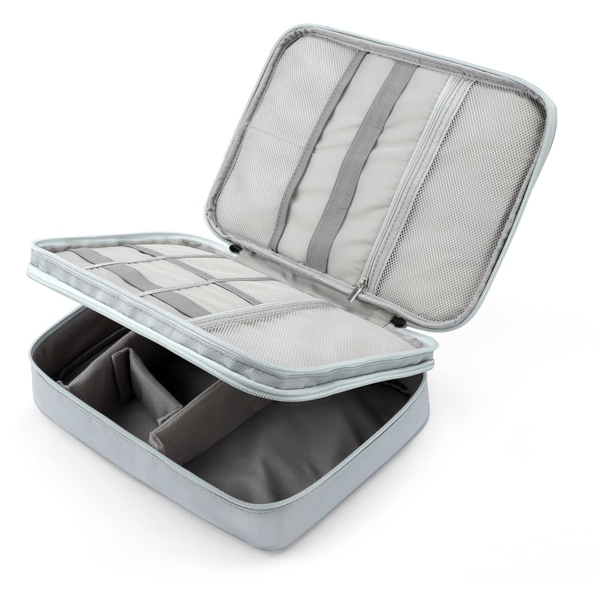 TERRIFI Electronic Cable Organizer Bag, Multiple Compartments for Travel Essentials, Organize Cables, Chargers, Phones, Earphones, Power Banks, Earbuds, and Hard Drives, Grey