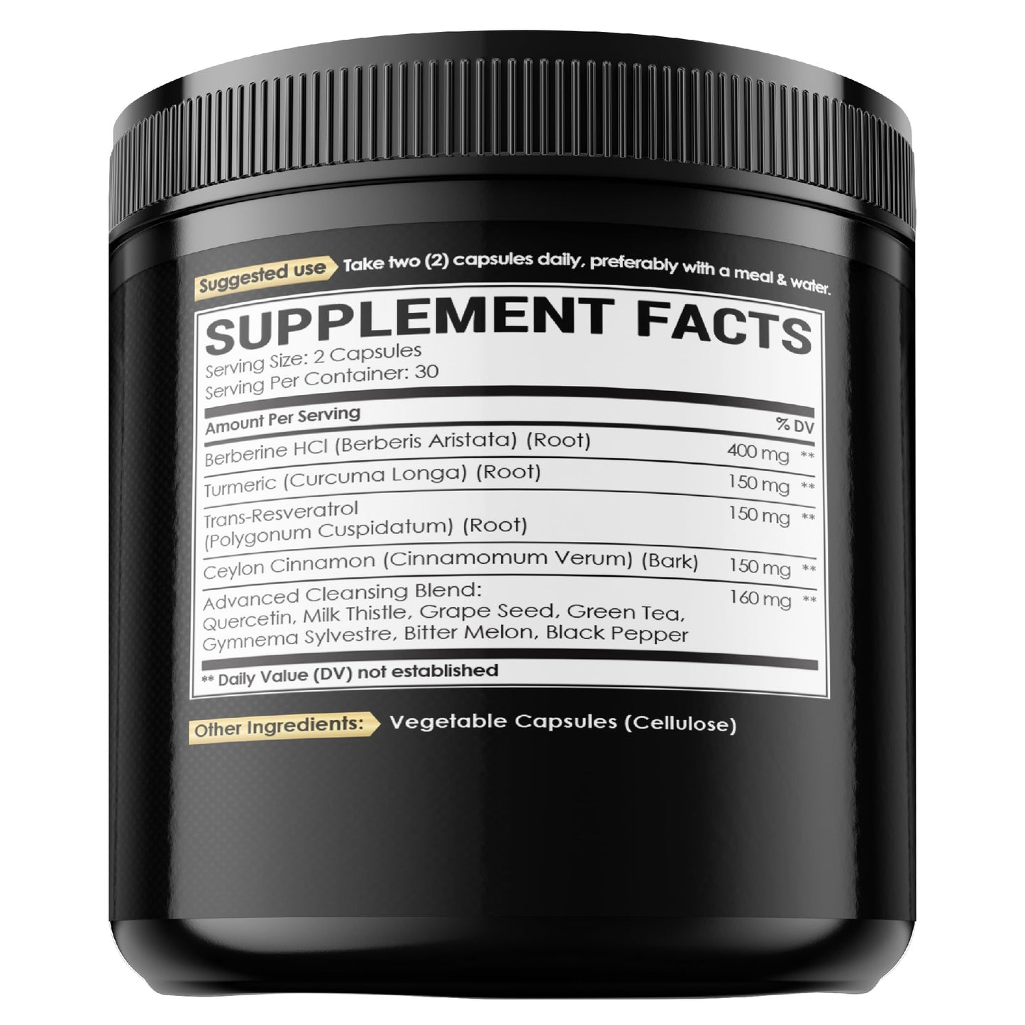 Berberine Supplement. Added Turmeric Curcumin, Trans-Resveratrol & More - Support Gastrointestinal, Body Management & Immune System - 60 Capsules - Medaid International