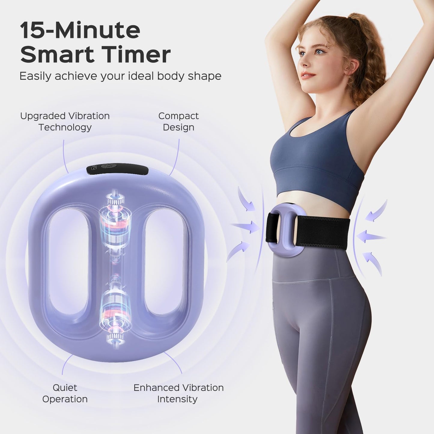 BoxactionsS Vibration Plate for Lymphatic Drainage & Weight Loss - Portable Cordless Handheld Massager with 8 Levels, Mini Full-Body Fascia Ring with Belt - Gift for Women (Purple)