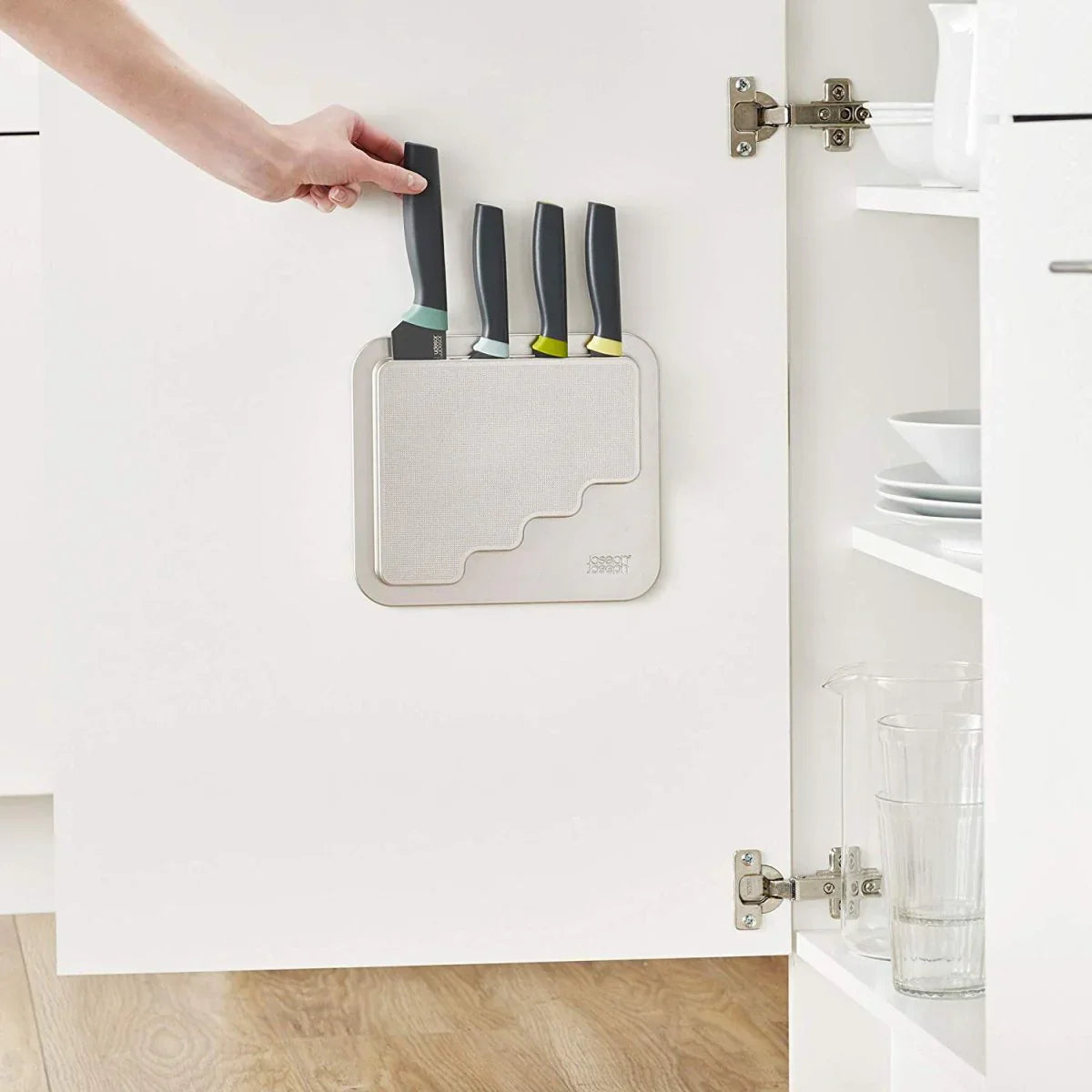 Joseph   Joseph   DoorStore   Knives   Elevate   Set   with   Knife   Block   3M   Adhesive   Wall   and   Cabinet   Door   Mount,   5-piece,   Opal