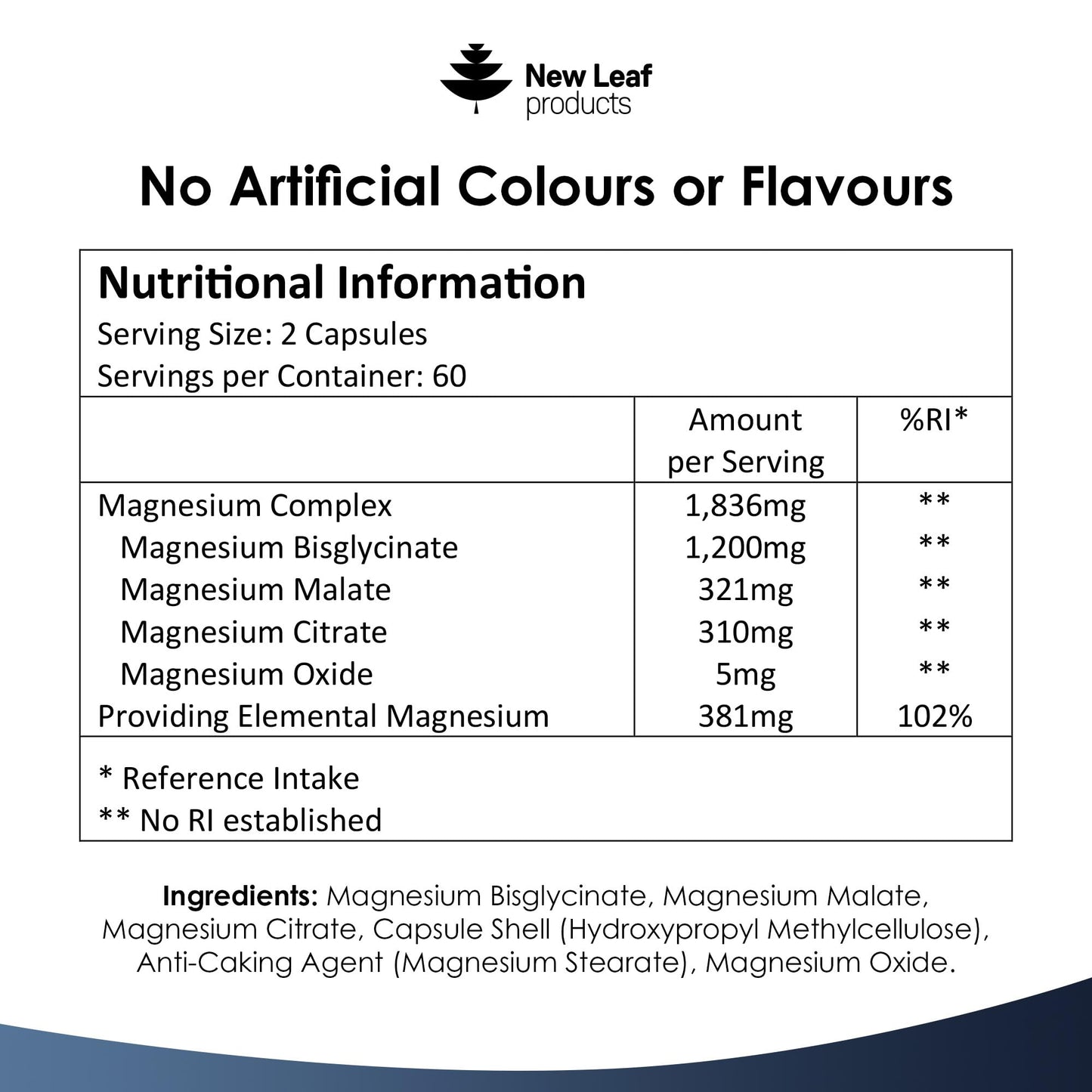 Magnesium Glycinate 4-in-1 Complex 2000mg - 449mg Elemental Magnesium High Strength Magnesium Supplements - Magnesium Bisglycinate,Citrate, Malate, Oxide - 120 Capsules - Vegan UK Made by New Leaf - Medaid International
