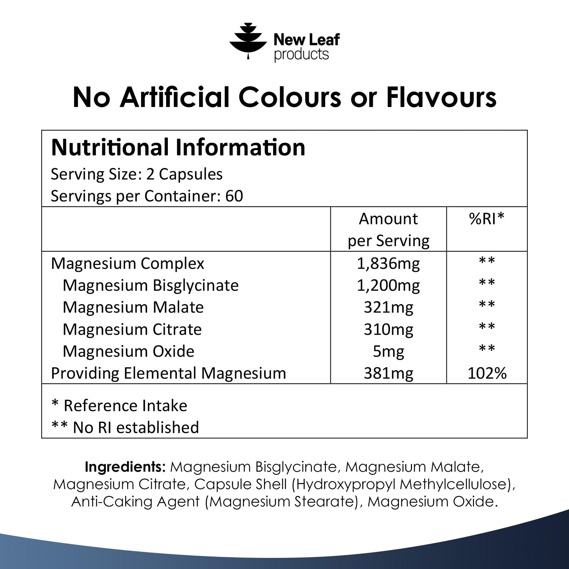 Magnesium Glycinate 4-in-1 Complex 2000mg - 449mg Elemental Magnesium High Strength Magnesium Supplements - Magnesium Bisglycinate,Citrate, Malate, Oxide - 120 Capsules - Vegan UK Made by New Leaf - Medaid International