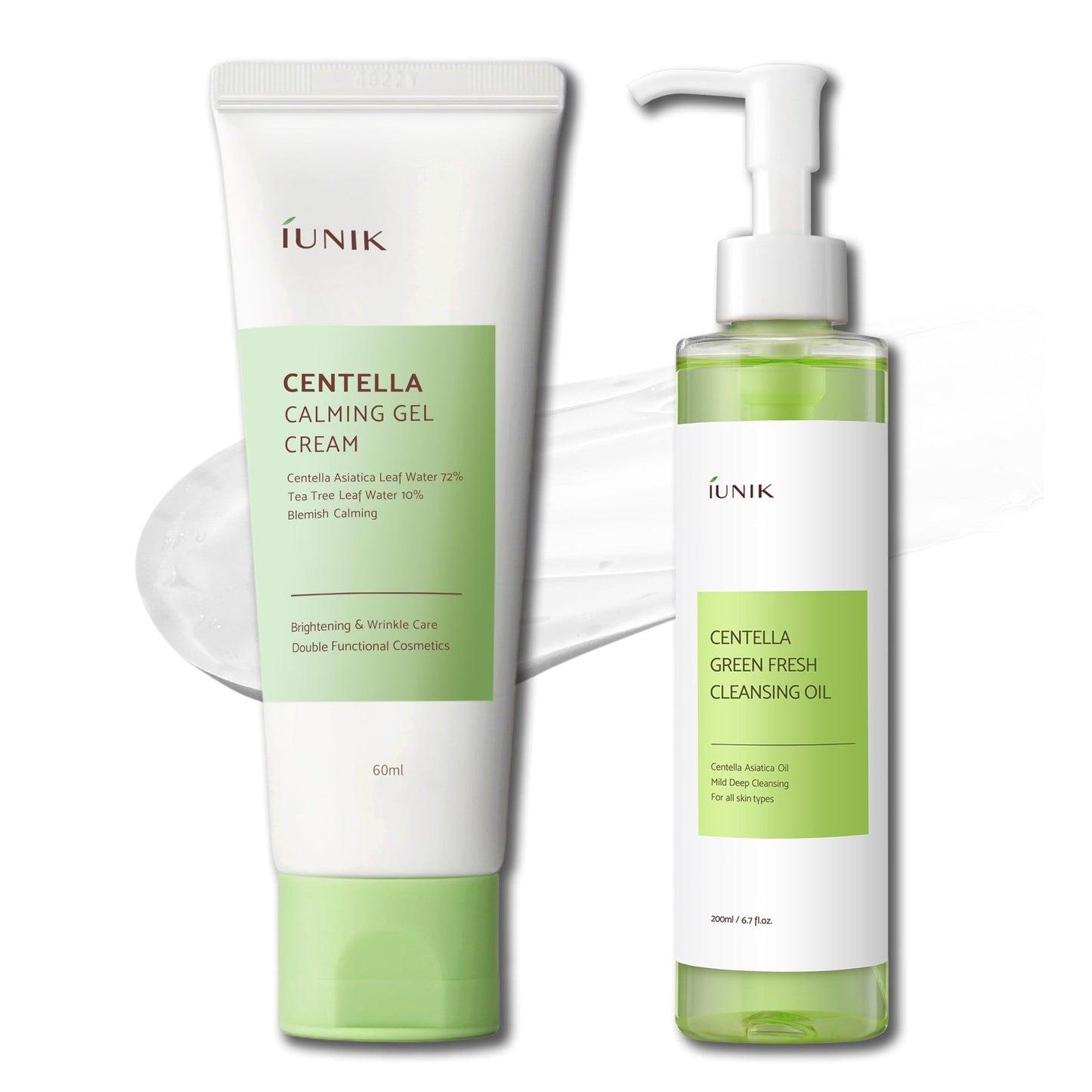 IUNIK Centella Calming Gel Cream & Centella Cleansing Oil Pore Blemish Sebum Control Moisturizing Hydrating Soothing for Dry Oily Sensitive Acne-prone Skin Korean Skincare - Medaid International