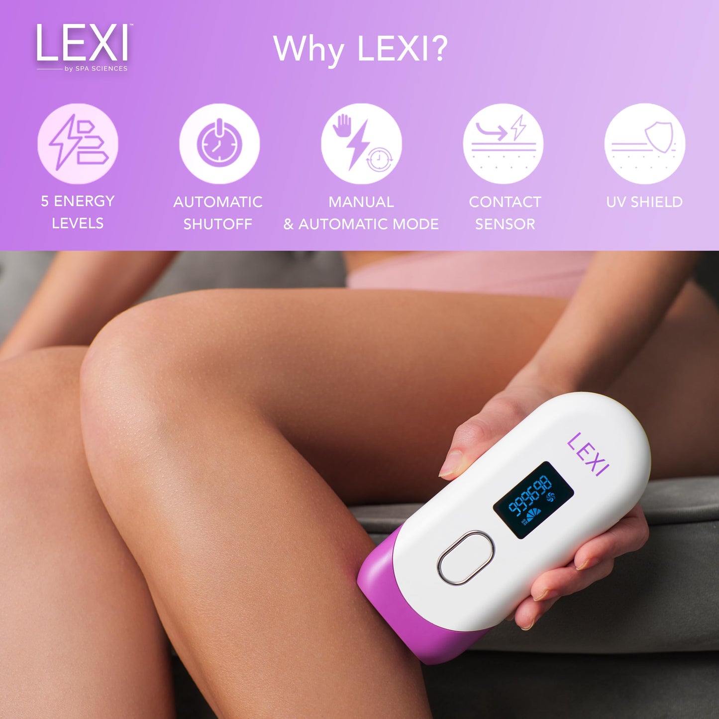 Spa Sciences - LEXI - Painless Permanent IPL Hair Removal System - FDA Cleared with 999,999 flashes, Auto Flash, and Skin Sensor - Medaid International