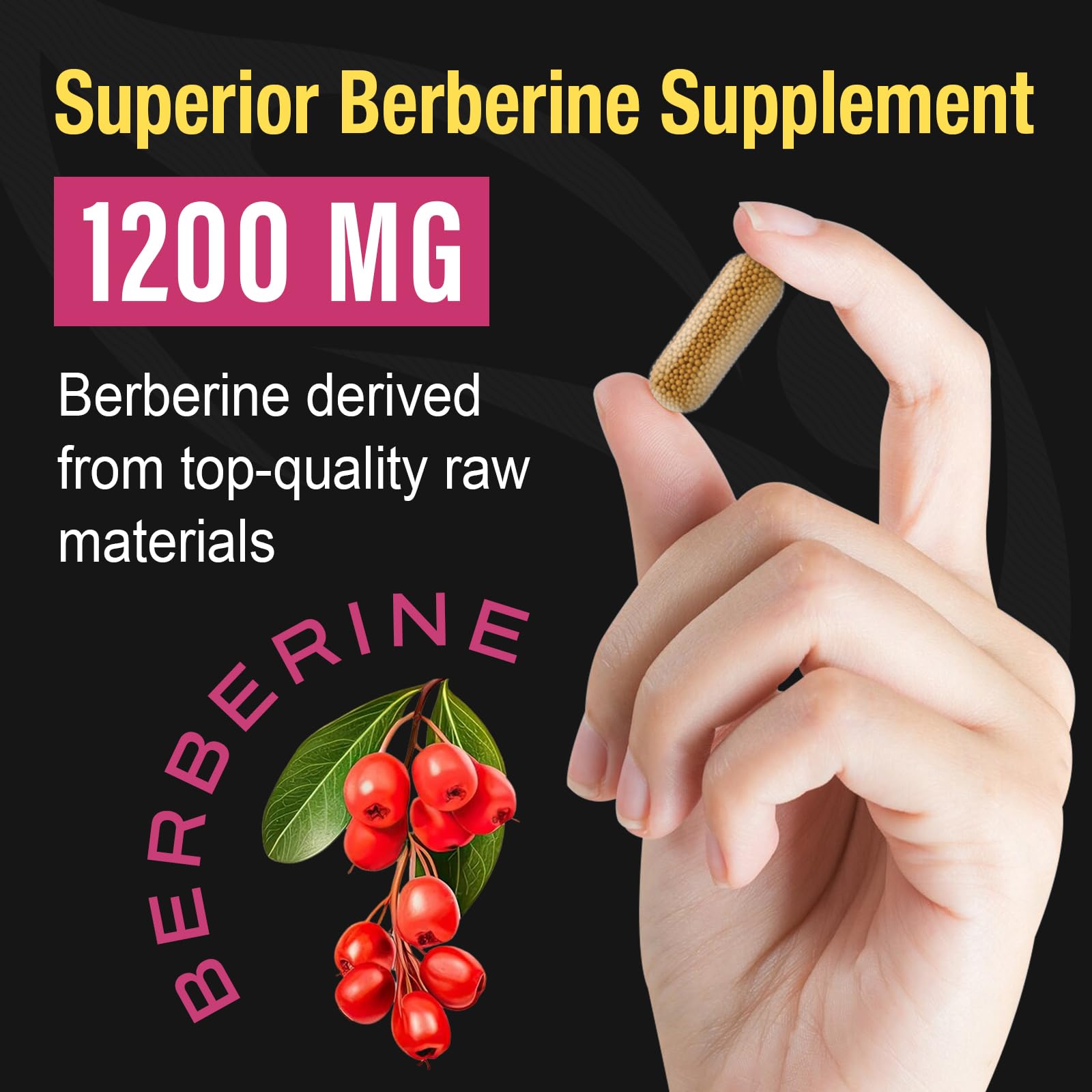 Berberine Supplement 1200mg - High Bioavailability Berberine HCL Microbeadlets,GLP-1 & AMPK Activator for Women Men 180 Vegan Capsules - Medaid International