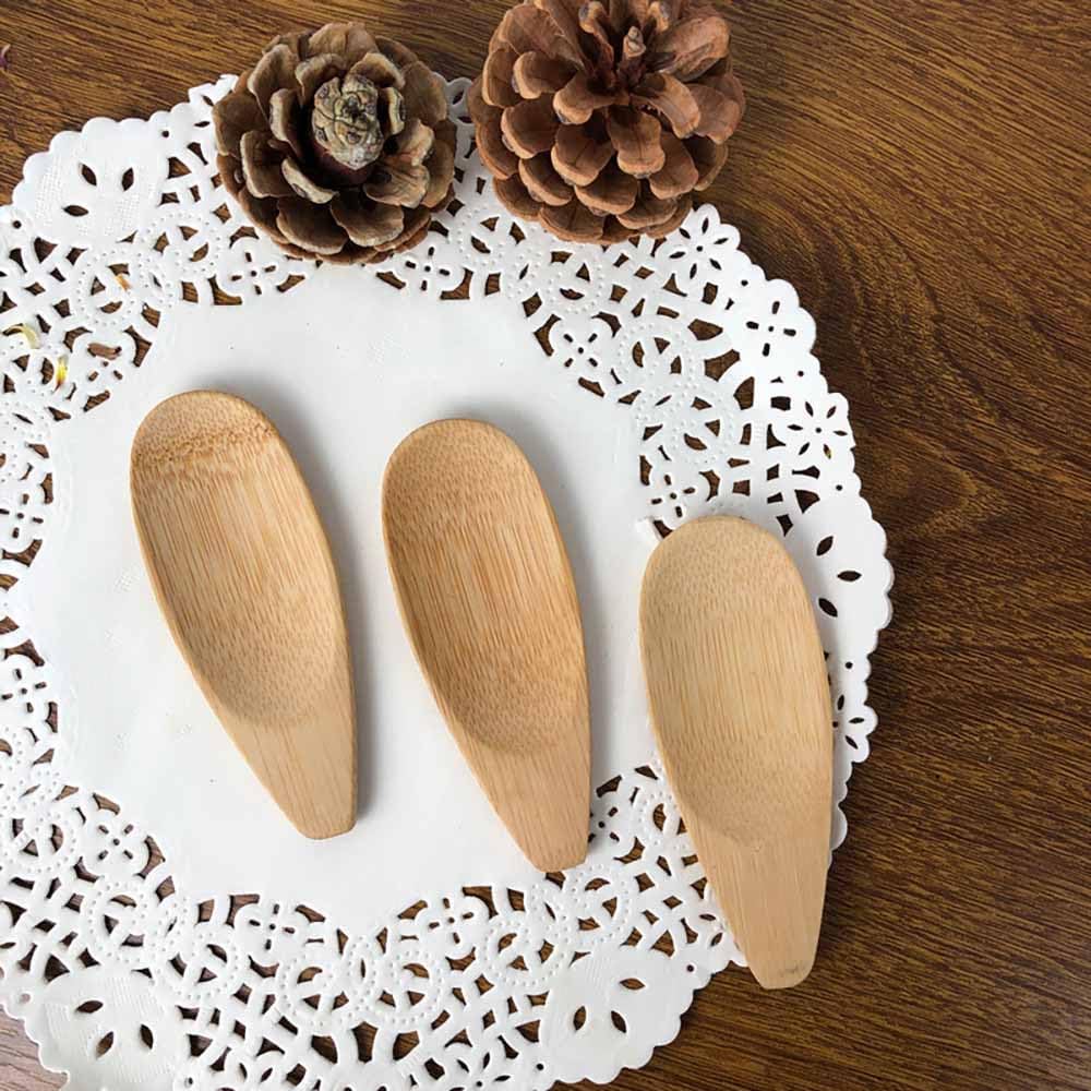 KASTWAVE Wooden Spoons, 12 PCS Small Salt Spoon with Short Handle Mini Wood Scoop for Condiments, Ice Cream, Tiny Wooden Serving Spoon