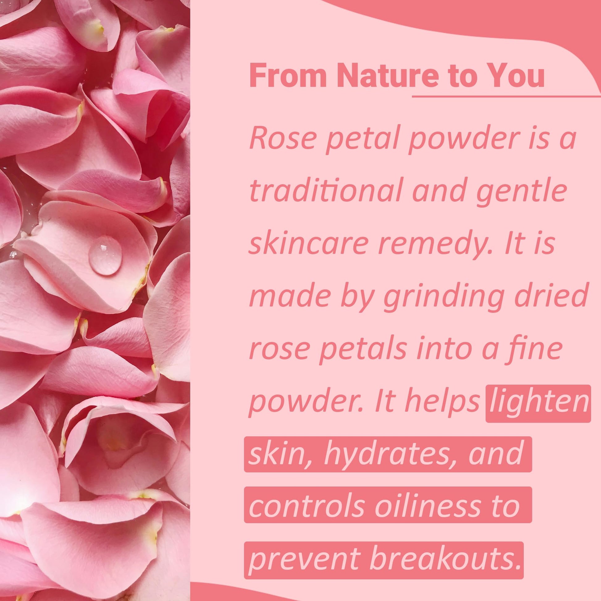 Rose petal powder by mi nature | 227 g (8 oz) (0.5 lb) | 100% Natural and Pure | Skin care | Chemical free | No added colours, no preservatives - Medaid International
