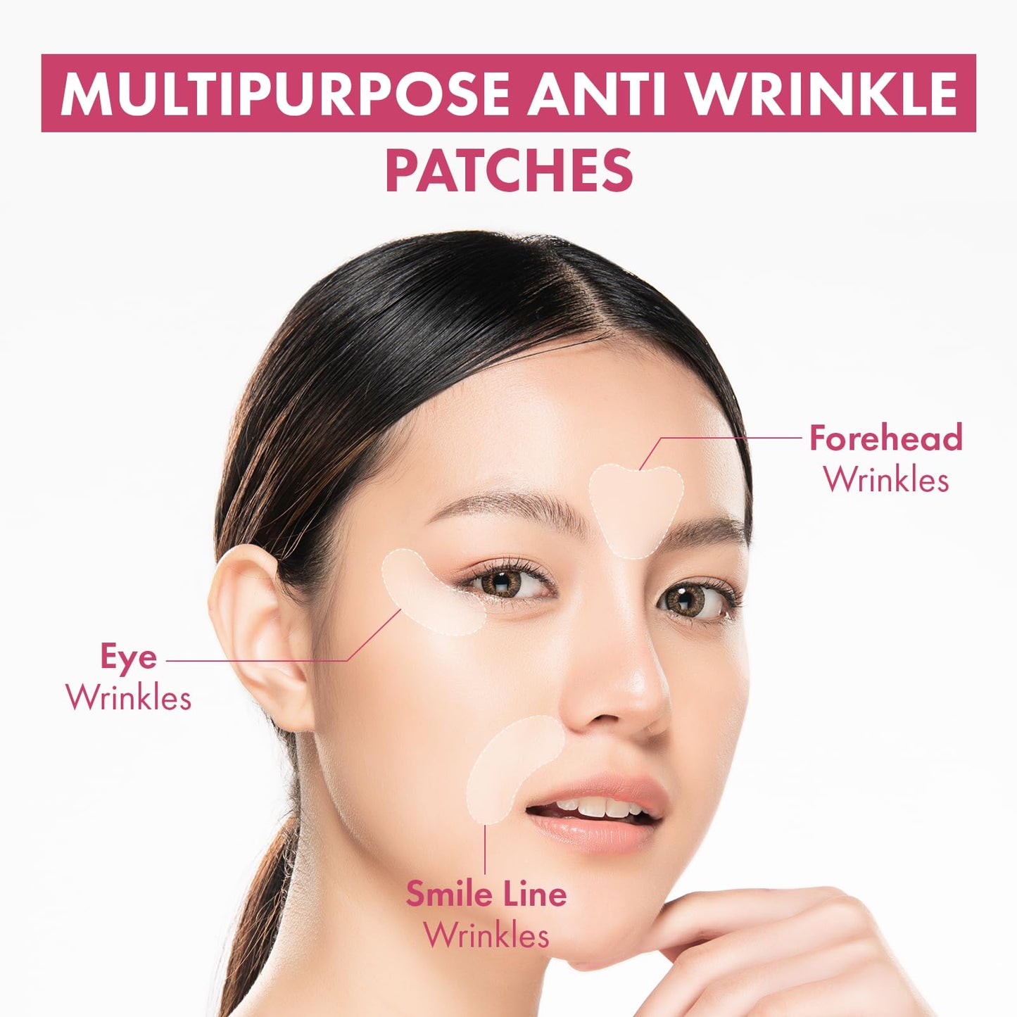 TOSOWOONG Anti-Wrinkle Patch with Hydrolyzed Collagen, Forehead & Eye & Smile Line Wrinkle Patches, Anti-Wrinkle Tape, K-Beauty Overnight Under Eye Patches, Korean Skincare, 5ea (10patches X 5) - Medaid International