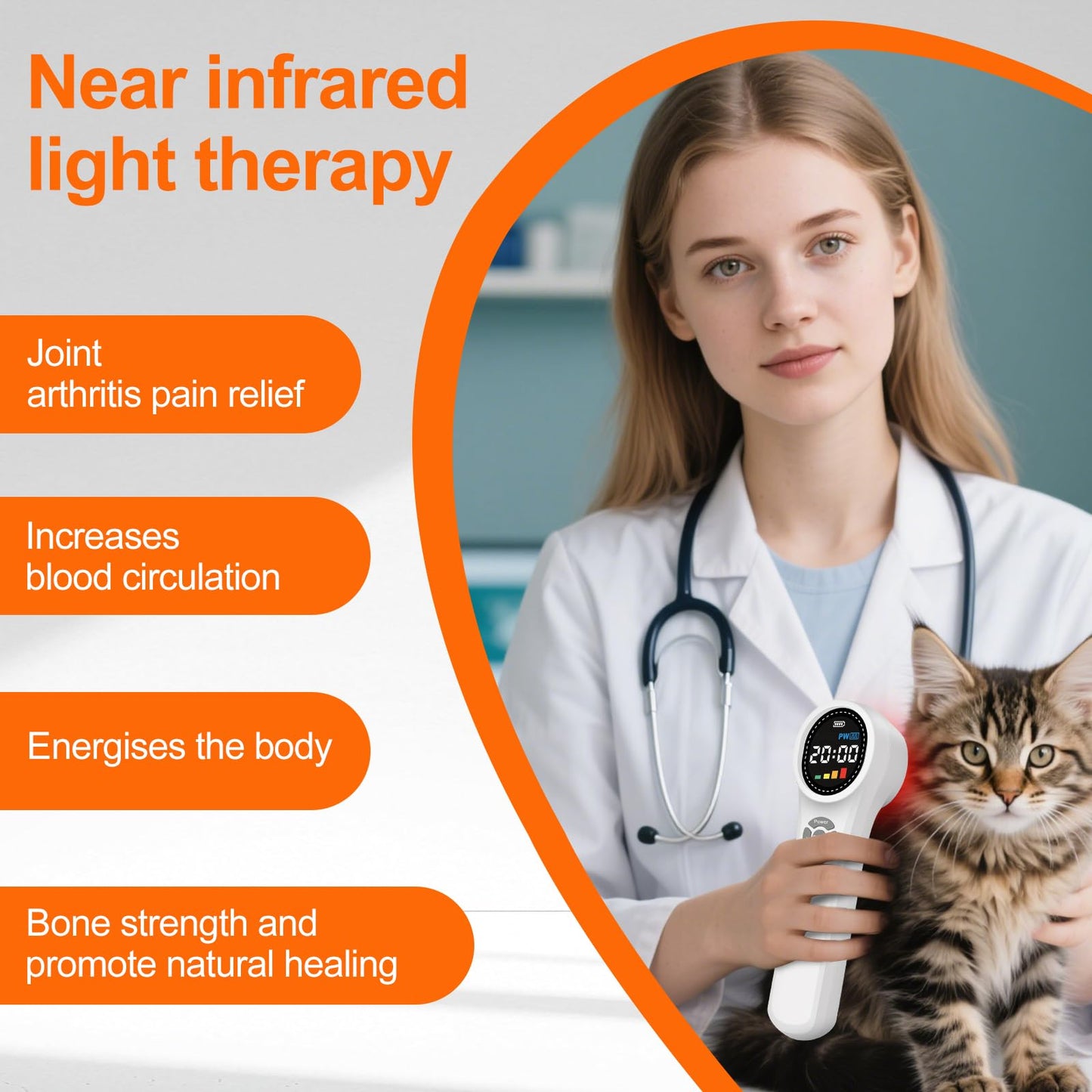 HIAiL Cold Laser Therapy Device for Dogs, Muscles and Joints Pain Relief, 4x980nm 4x810nm 16x660nm Veterinary Laser Therapy Machine for Cats, Horses and Animals, Laser Therapy Device for Pets at Home - Medaid International