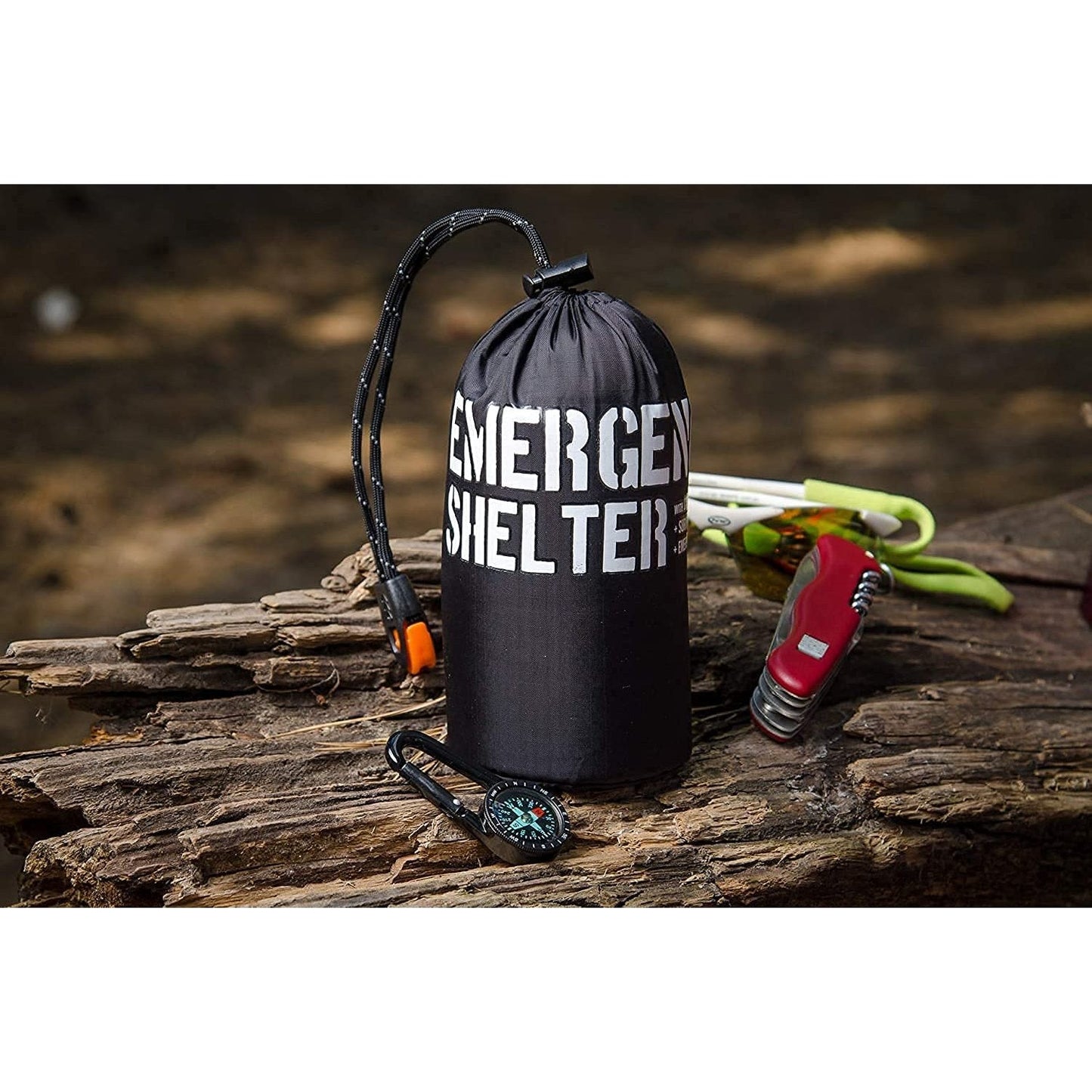 Emergency Shelter Emergency Tube Tent Survival Tarp - Rescue Gear - Emergency Kit - Reflective Mylar Survival Tent – Includes Whistle, Compass and Survival Hook Hiking Supplies Kit Camping Essentials