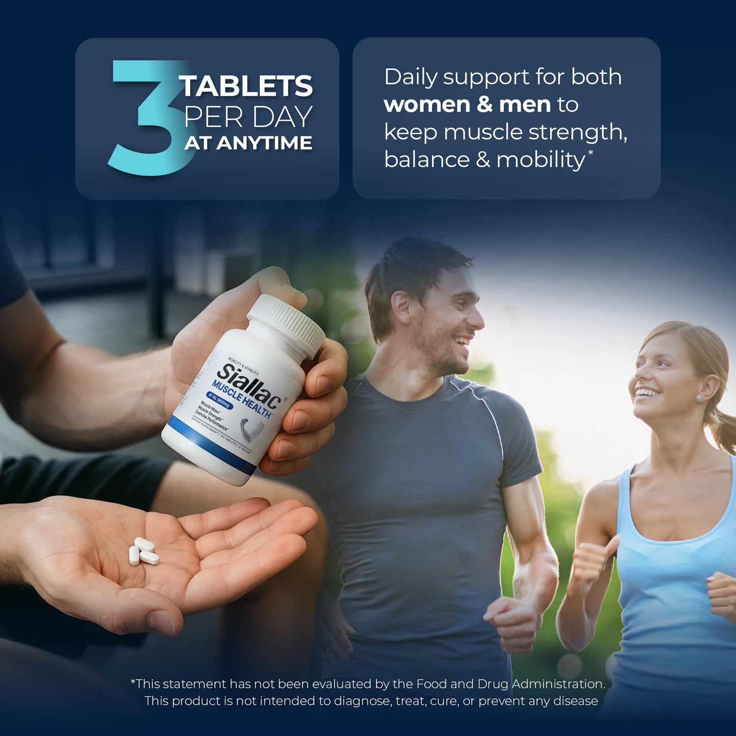 Muscle Health - Made in USA - Enhance Muscle Mass & Strength, Fast Workout Recovery, Reduce Fatigue & Boost Exercise Performance, 6-Sialyllactose (6-SL), 900mg, 90 Tablets - Medaid International