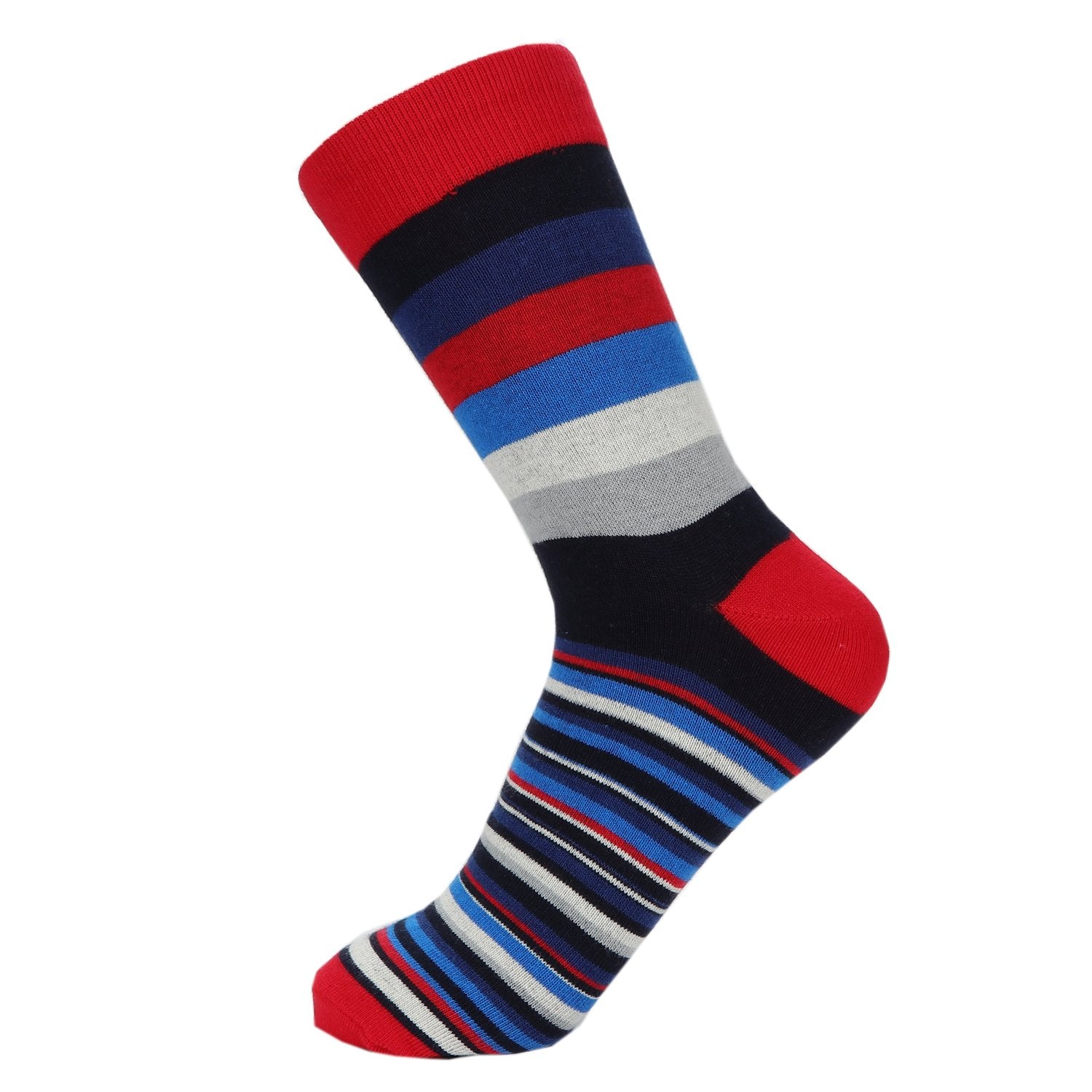 HOYOLS Mens Dress Casual Stripe Patterned Socks Cotton Crew Colorful Business Long Socks 5 Color Pack (L Size) Size 10-13 - Medaid International