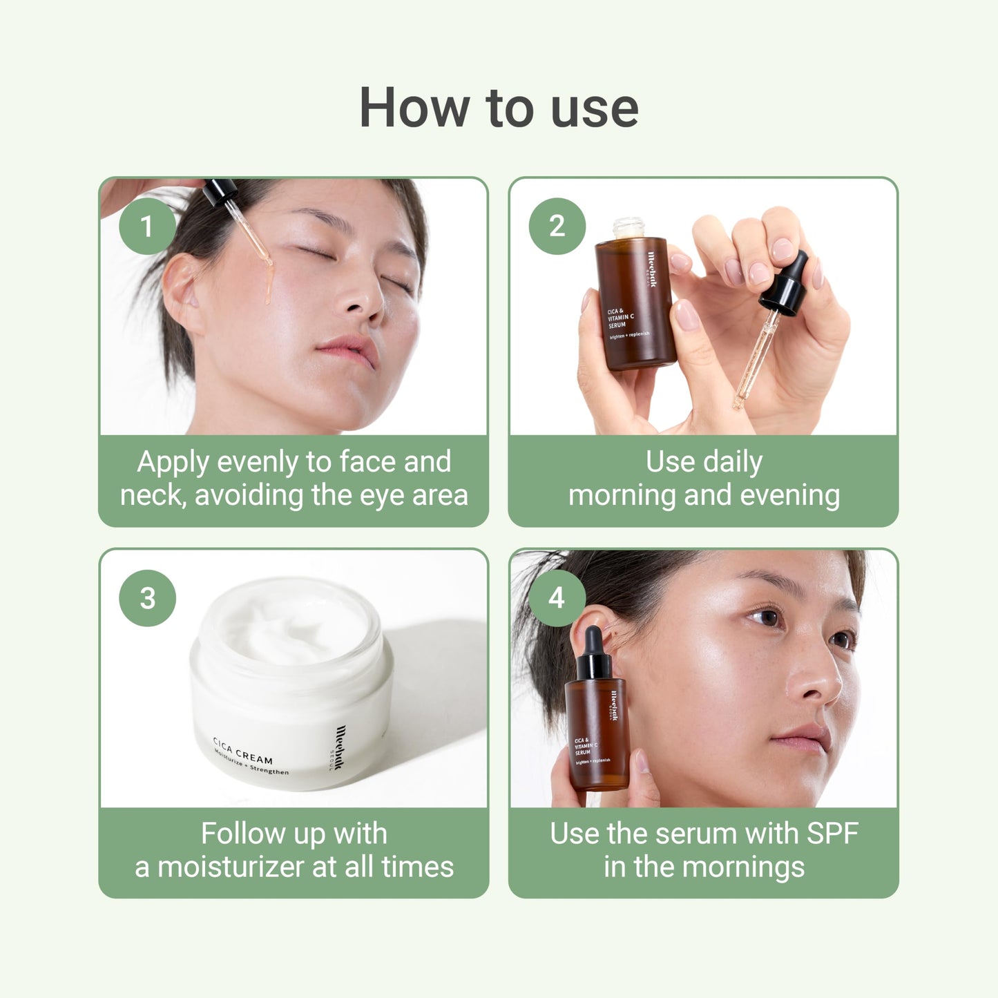 Meebak Korean Vitamin C Serum | Radiance Face Serum | Soothing Formula with Centella Asiatica, Panthenol & Adenosine for Glowing Skin | Lightweight Daily Formula - Medaid International