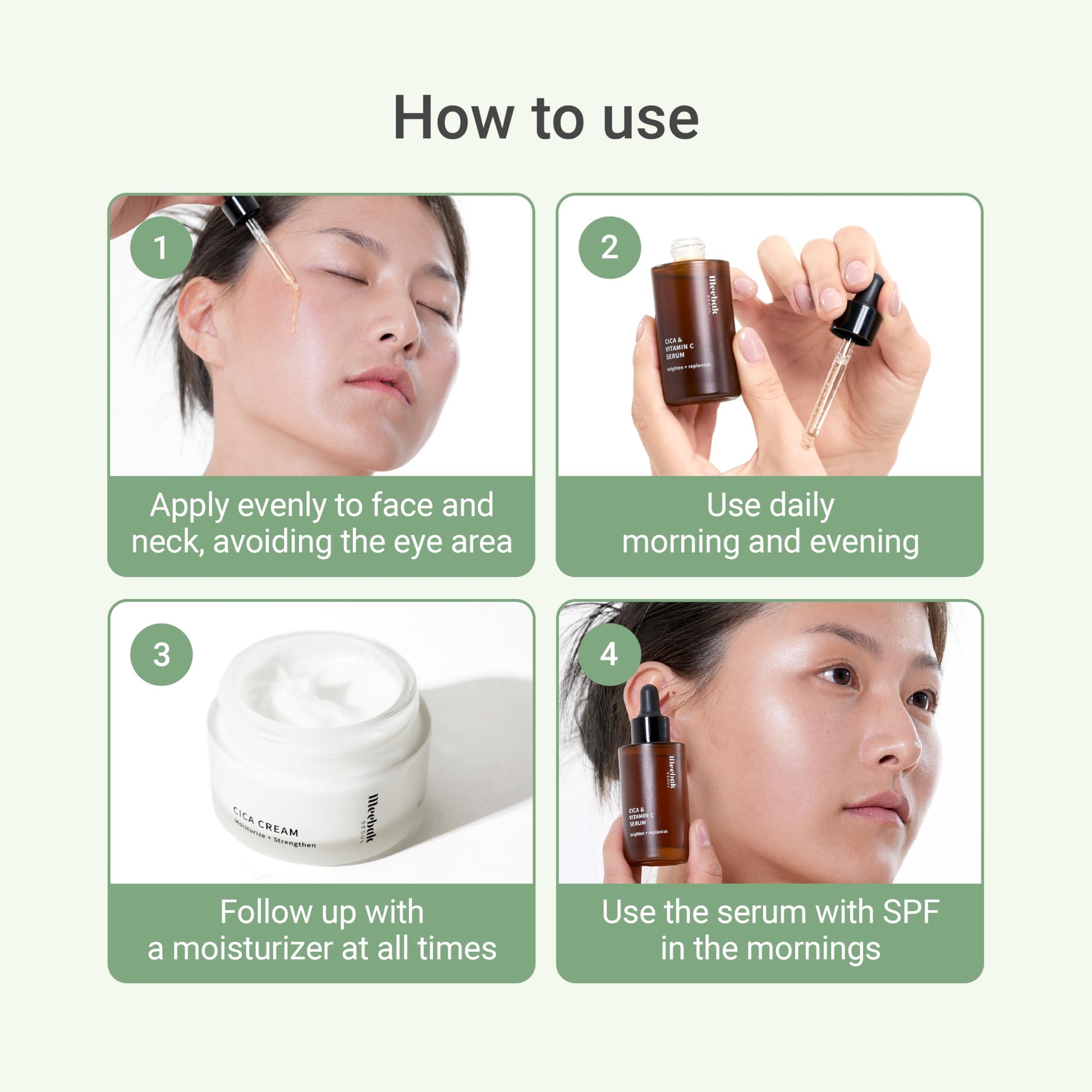 Meebak Korean Vitamin C Serum | Radiance Face Serum | Soothing Formula with Centella Asiatica, Panthenol & Adenosine for Glowing Skin | Lightweight Daily Formula - Medaid International