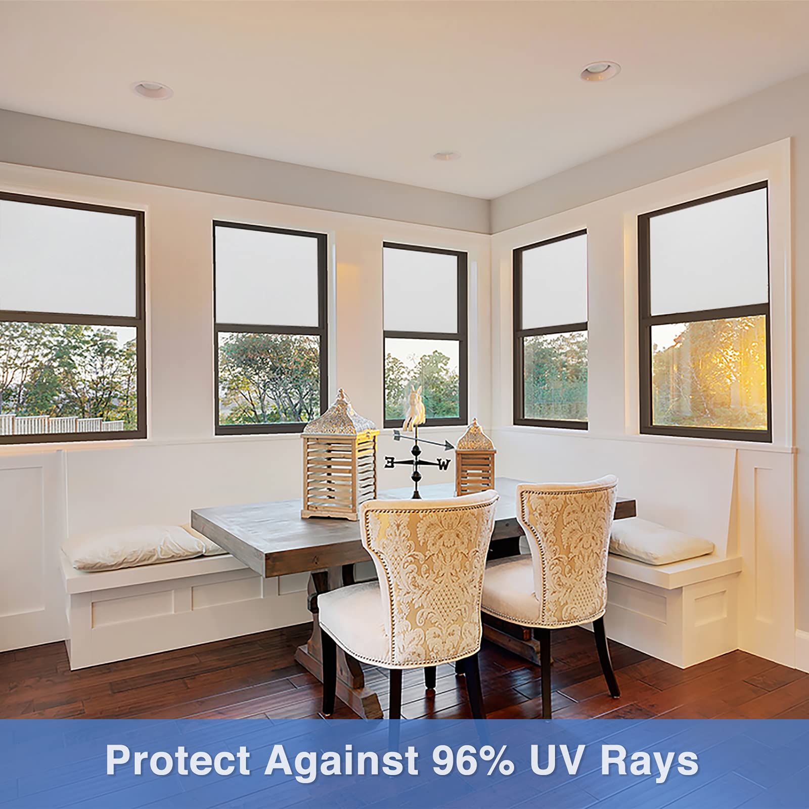 Window Privacy Film Frosted Glass Window Film Sun Blocking Non Adhesive Heat Blocker Static Window Clings Opaque Decorative Window Stickers for Bathroom Home Office 11.8 x 78.7 Inches, Pure - Medaid International