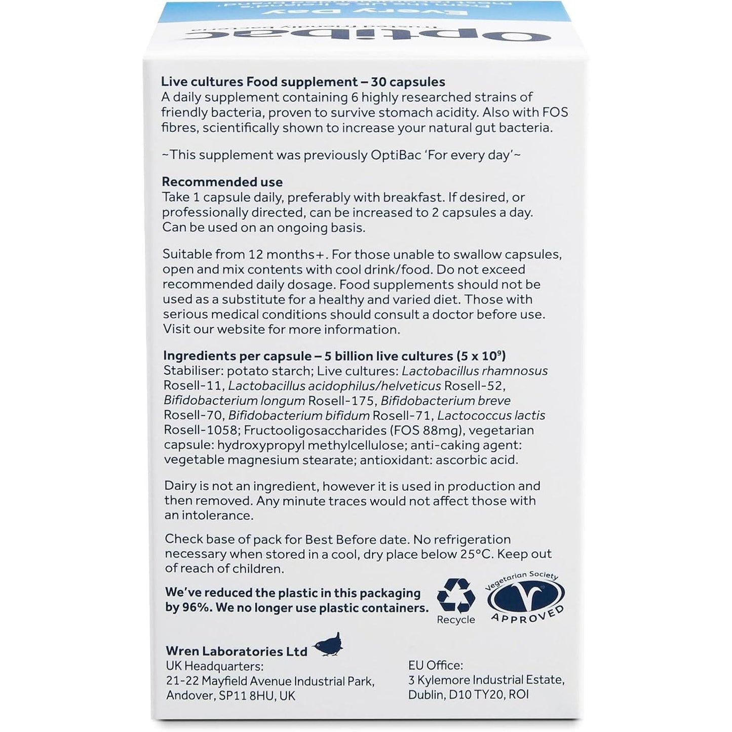 Optibac Probiotics for Daily Wellbeing - Pack of 30 Capsules - Medaid International