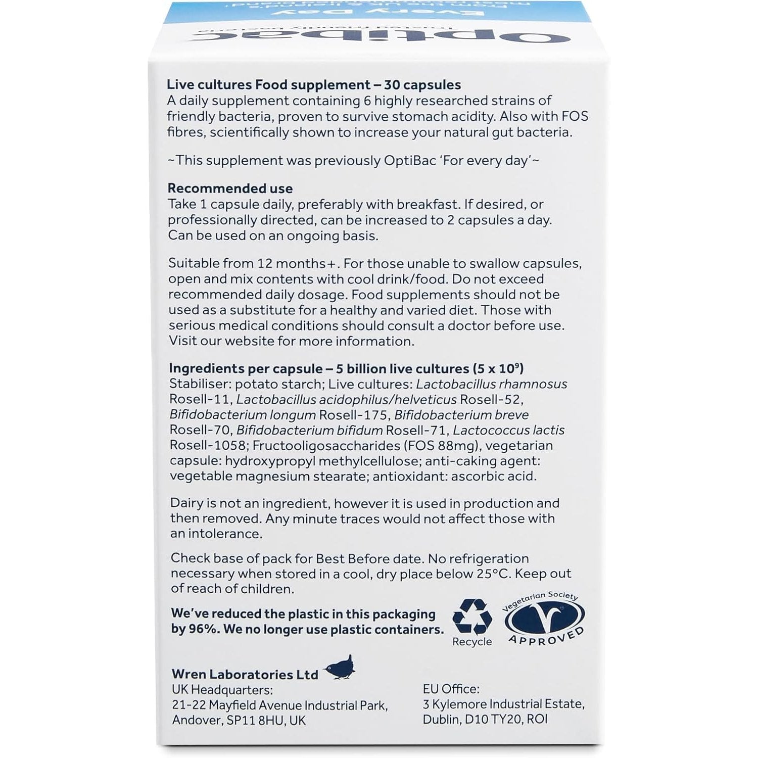 Optibac Probiotics for Daily Wellbeing - Pack of 30 Capsules - Medaid International