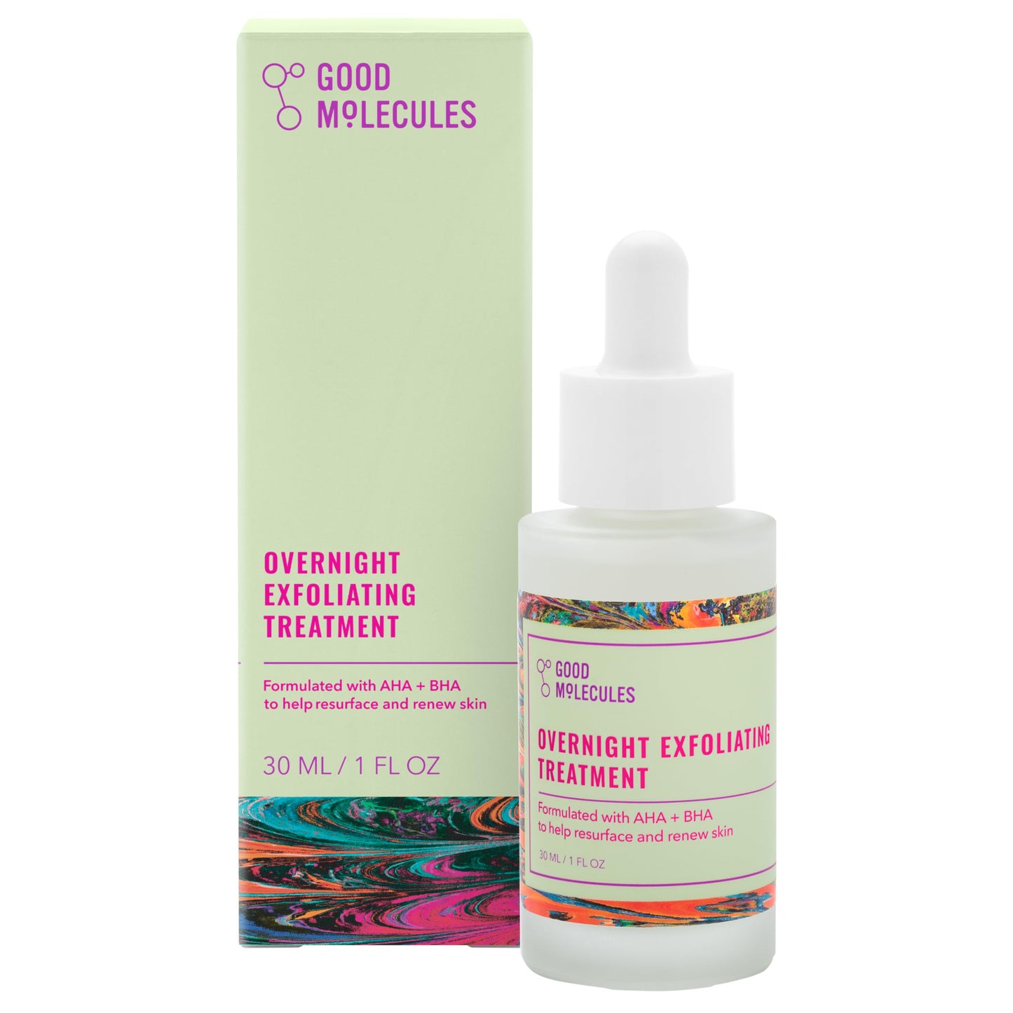 Good Molecules Overnight Exfoliating Treatment - Face Exfoliator with AHA & BHA Lightweight Formula - Pore Minimizer, Facial Skin Care with Glycolic & Salicylic Acid - Medaid International