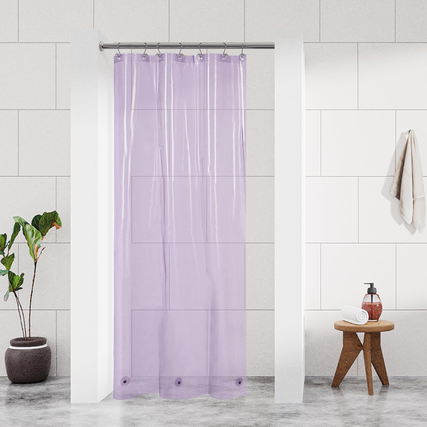 Barossa Design Plastic Shower Liner Clear - Premium PEVA Shower Curtain Liner with Rustproof Grommets and 3 Magnets, Waterproof Cute Lightweight Standard Size Shower Curtains for Bathroom - Clear - Medaid International