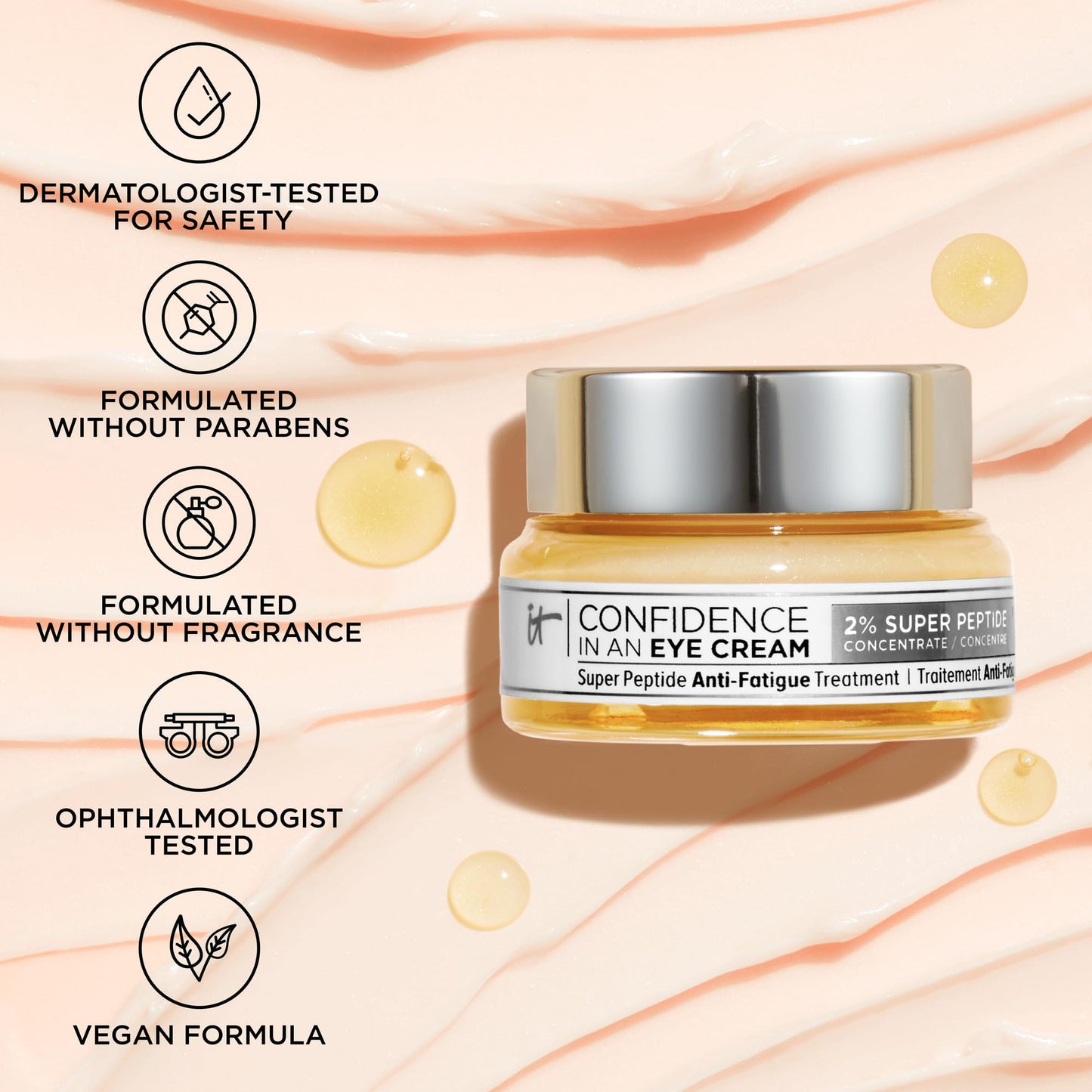 IT Cosmetics Confidence in an Eye Cream - Anti Aging Peptide Eye Cream for Dark Circles & Wrinkles, Lightweight 48HR Hydration, 2% Super Peptide Concentrate, Smooth & Brighten Undereye - 0.5 fl oz - Medaid International