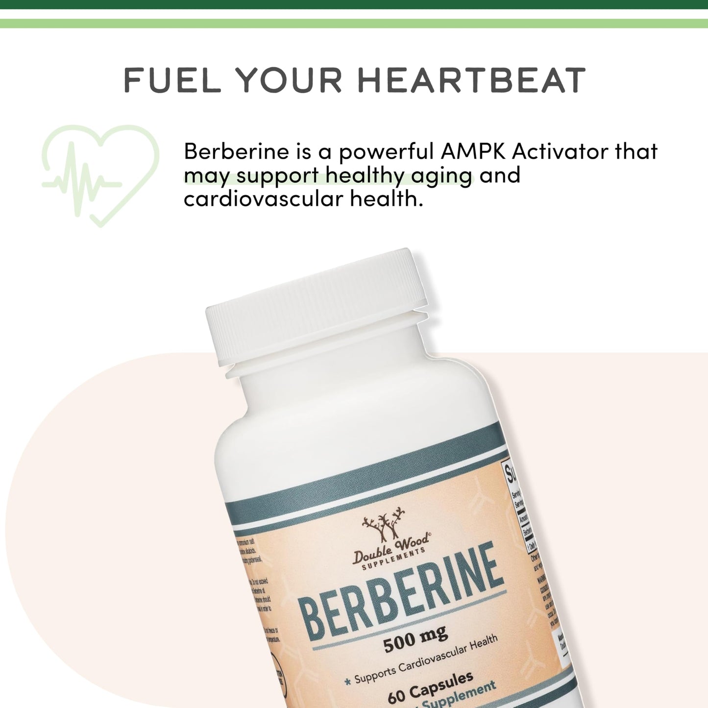 Berberine Supplement 500mg, 60 Capsules (Third Party Tested, Non-GMO, Gluten Free, Vegan Safe) AMPK Activator - Berberine HCL for Cardiovascular Health by Double Wood - Medaid International