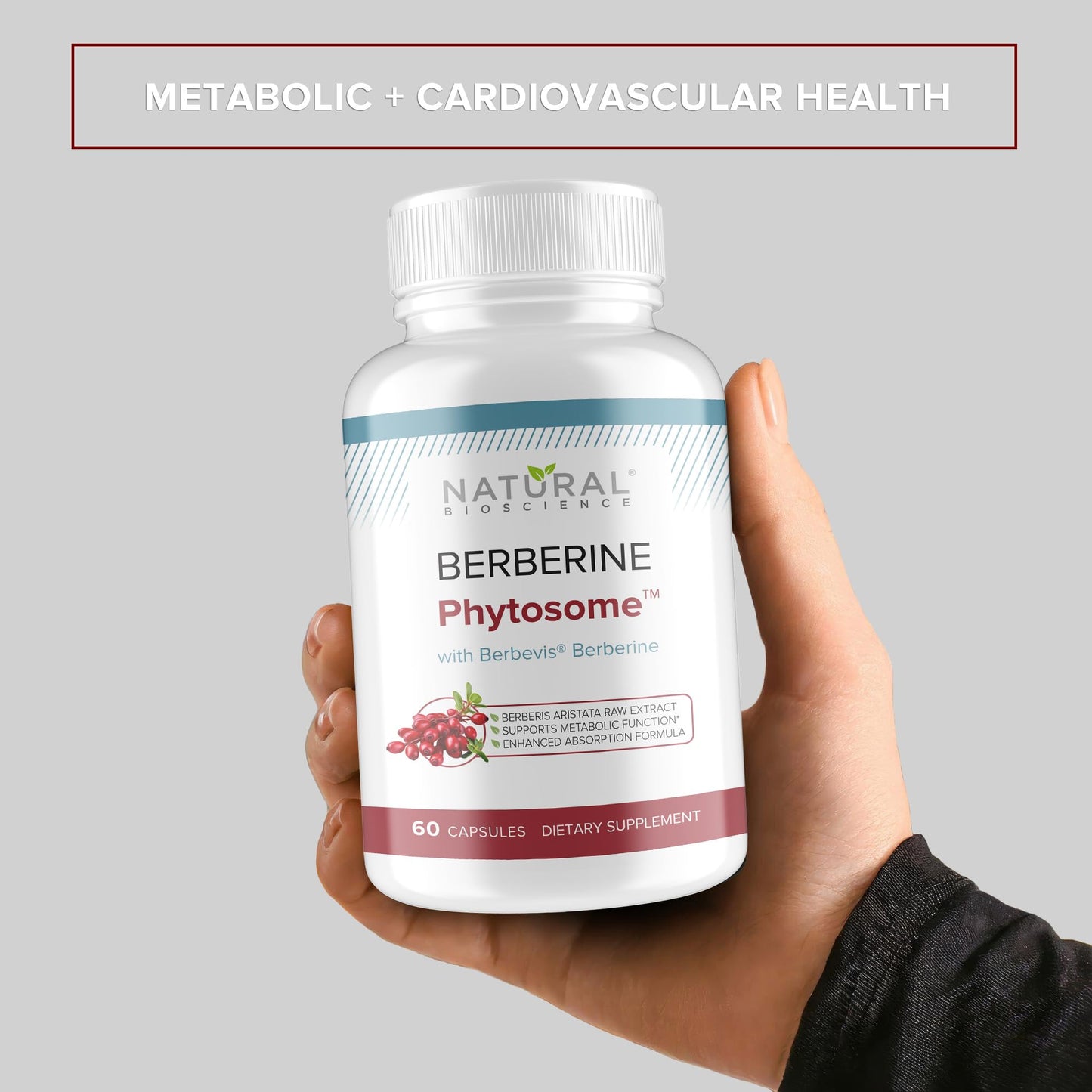Berberine Phytosome with Berbevis, 550mg Enhanced Absorption Supplement for Metabolic Support & Heart Health, Highly Bioavailable Berberine Complex, Gluten-Free, Non-GMO, 60 Vegetarian Capsules - Medaid International
