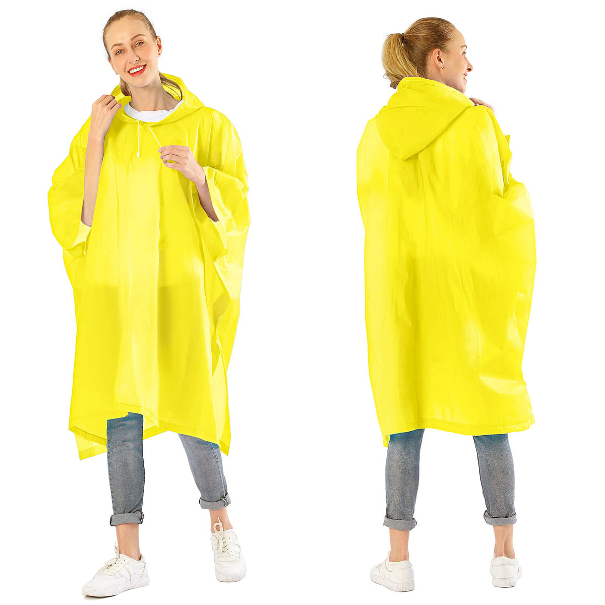 KASTWAVE Portable EVA Raincoats for Adults, Reusable Rain Ponchos with Hoods and Sleeves Lightweight Raincoats for Lightweight for Adults, Emergency, Camping, Men, Women(2 Pack) (Pink)