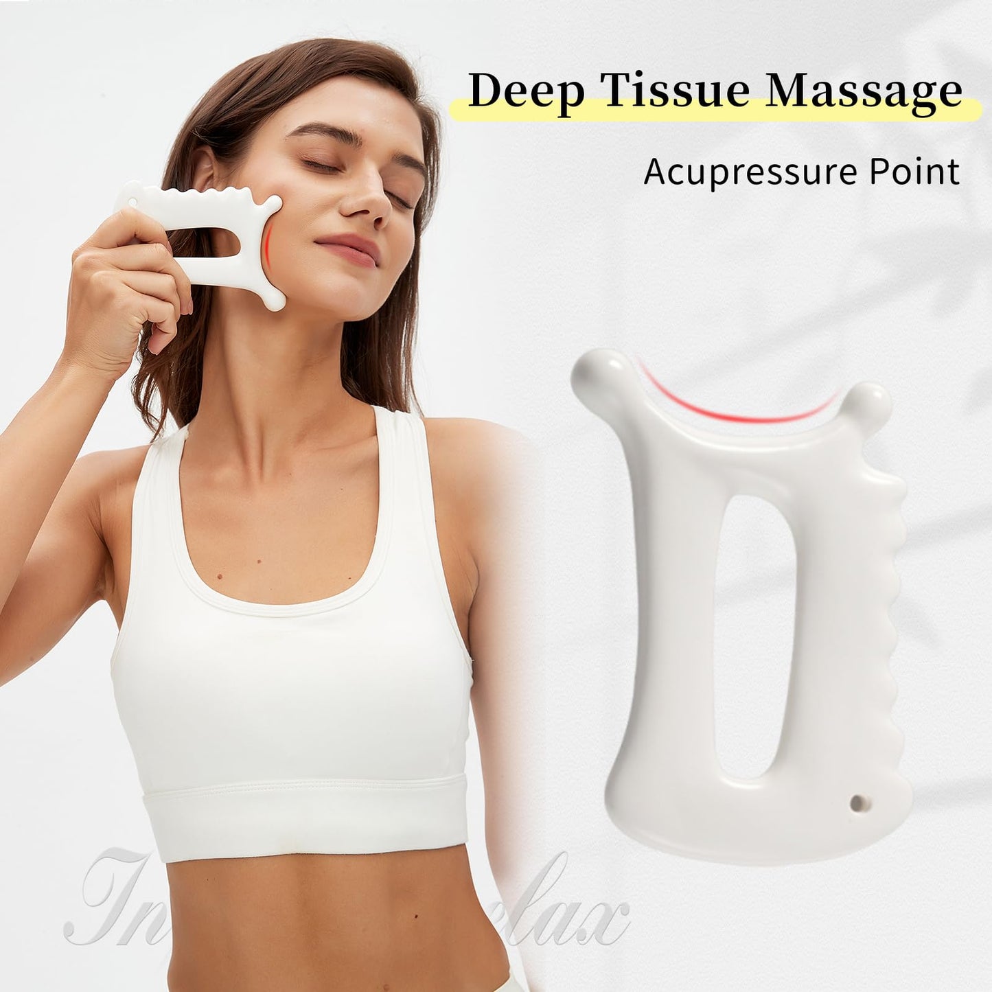 InfiniteRelax Advanced Ceramic Gua Sha Facial Tool, Skin Care for Women Men, Face Body Korean 괄사 Guasha Massage Tool Gift for Mom - Medaid International