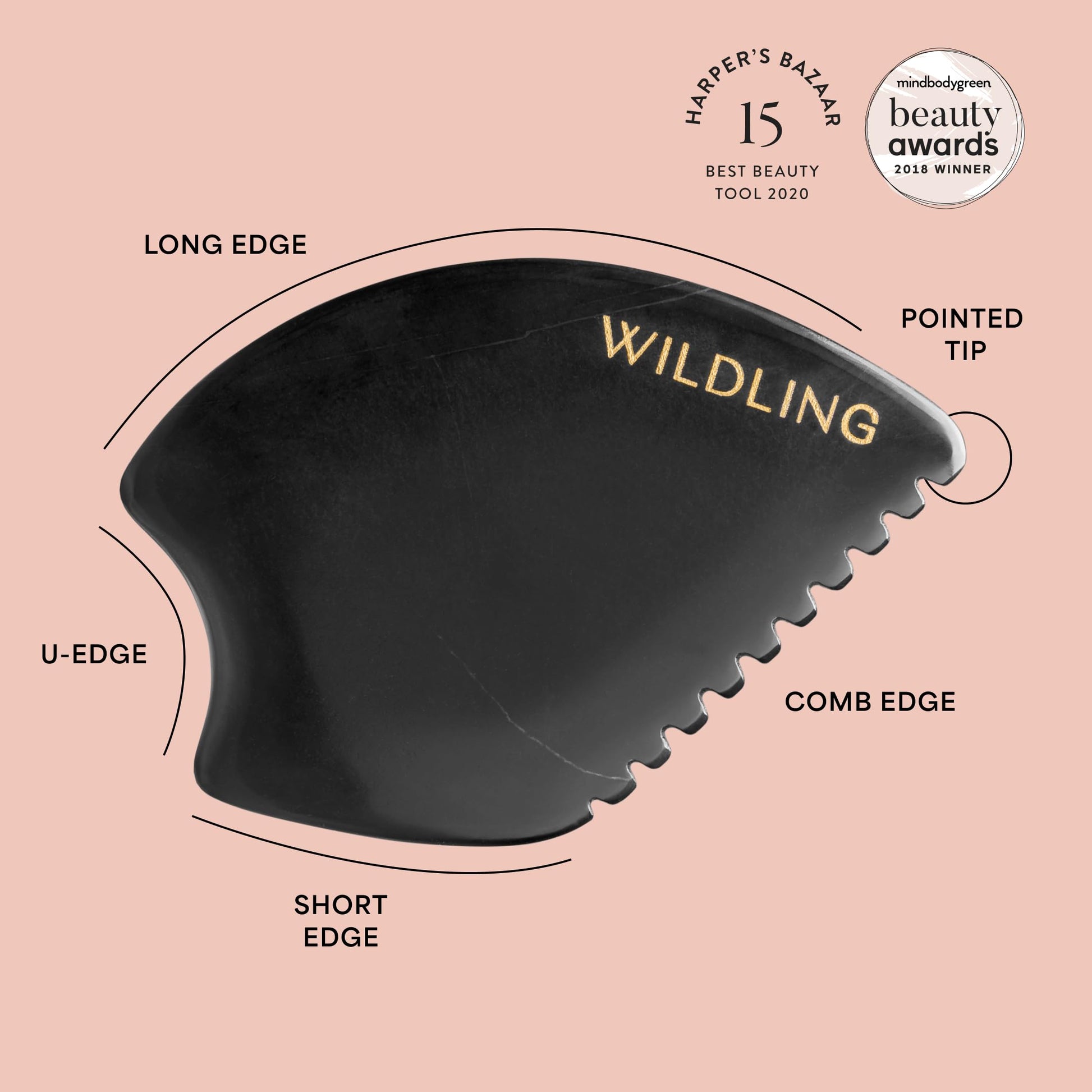 WILDLING Empress Stone Gua Sha Facial Stone I Facial Massage Stone to Lift, Plump, Tone + Sculpt I Patented Design Crafted with 100% Authentic Bian Stone - Medaid International