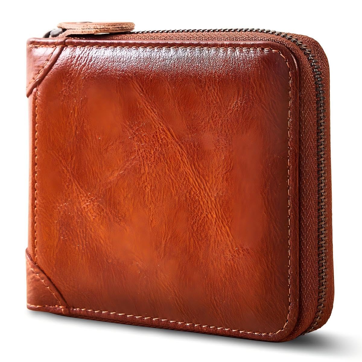 KASTWAVE Men's Genuine Leather Wallet RFID Blocking Protection, Large Capacity Bifold Multi-card Leather Wallets and Coin Purse for Men Gift for Him