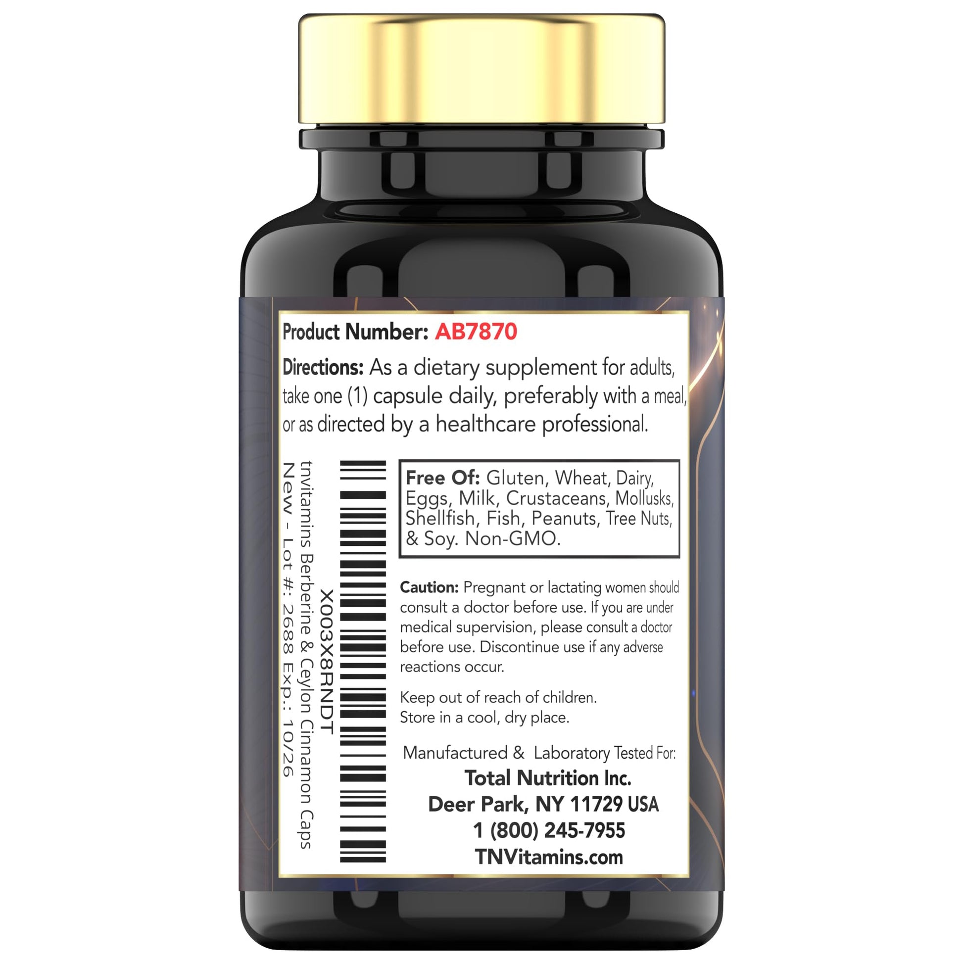 Berberine with Ceylon Cinnamon: 2200 mg Per Capsule - 180 Capsules | Natural Berberine Supplement for Cardiovasular & Circulatory System Health* | 6 Month Supply | Made in The USA! - Medaid International