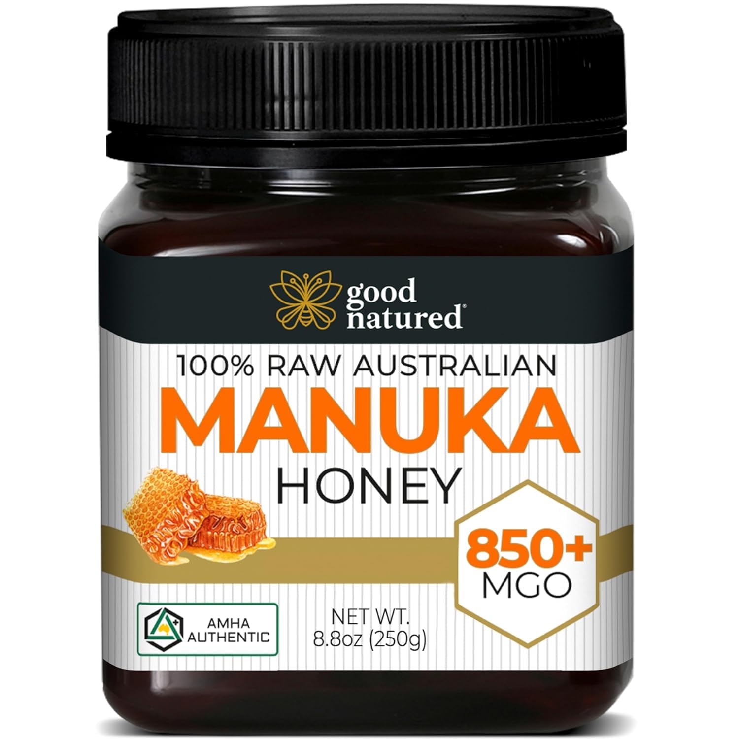 Good Natured Manuka Honey (MGO 850+) - High Grade Raw Manuka Honey Medical Grade, Non-GMO, Lab-Tested & AMHA Certified, BPA-free, 8.8 oz - Medaid International