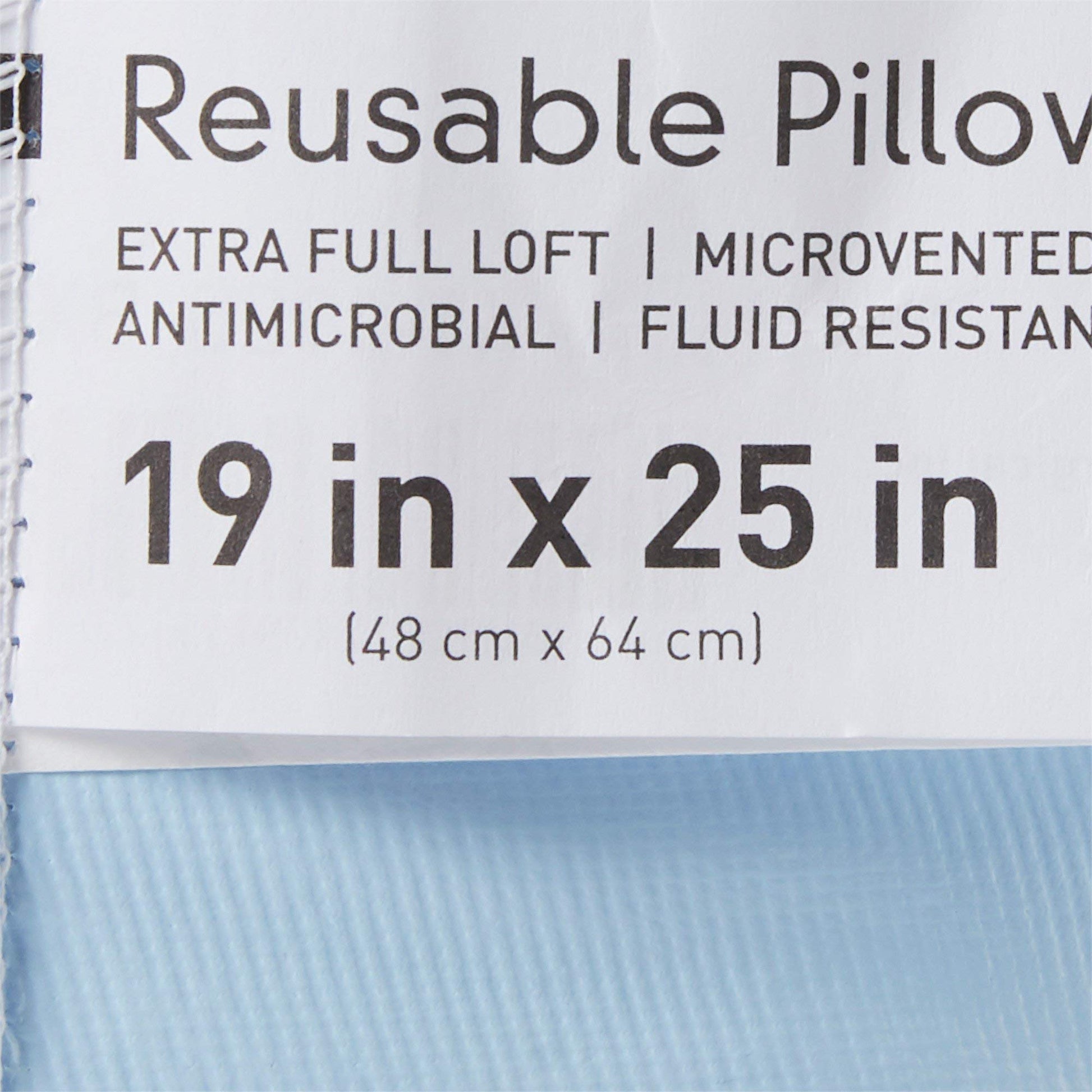 McKesson Medical Pillow [1 Count] Reusable Hospital Bed Pillows, Vinyl Cover, Fluid Moisture and Stain-Resistant, Blue, 19 in x 25 in - Medaid International