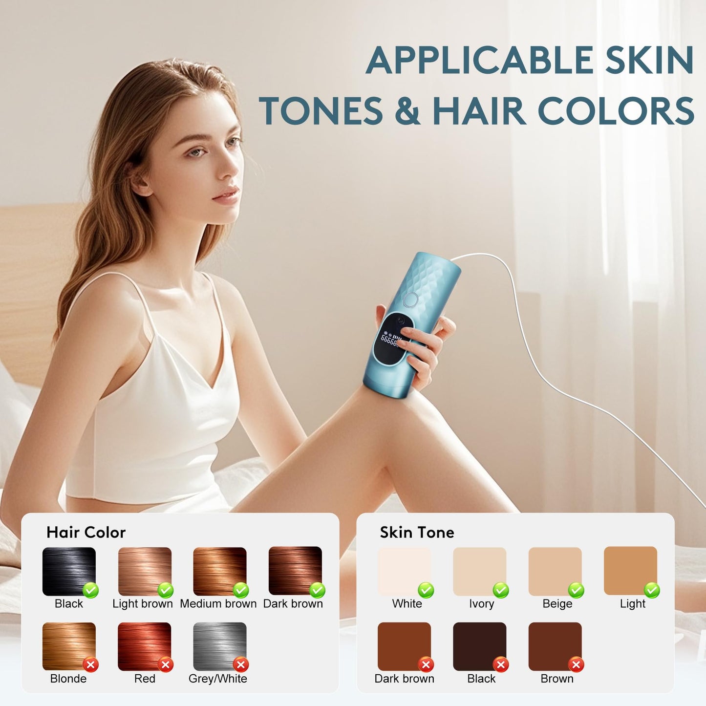 Laser Hair Removal for Women and Men - Permanent Painless Ice Cooling IPL Device Remover Machine with Shaver, Goggles, 999,999 Flashes for Body and Face, Corded - Medaid International