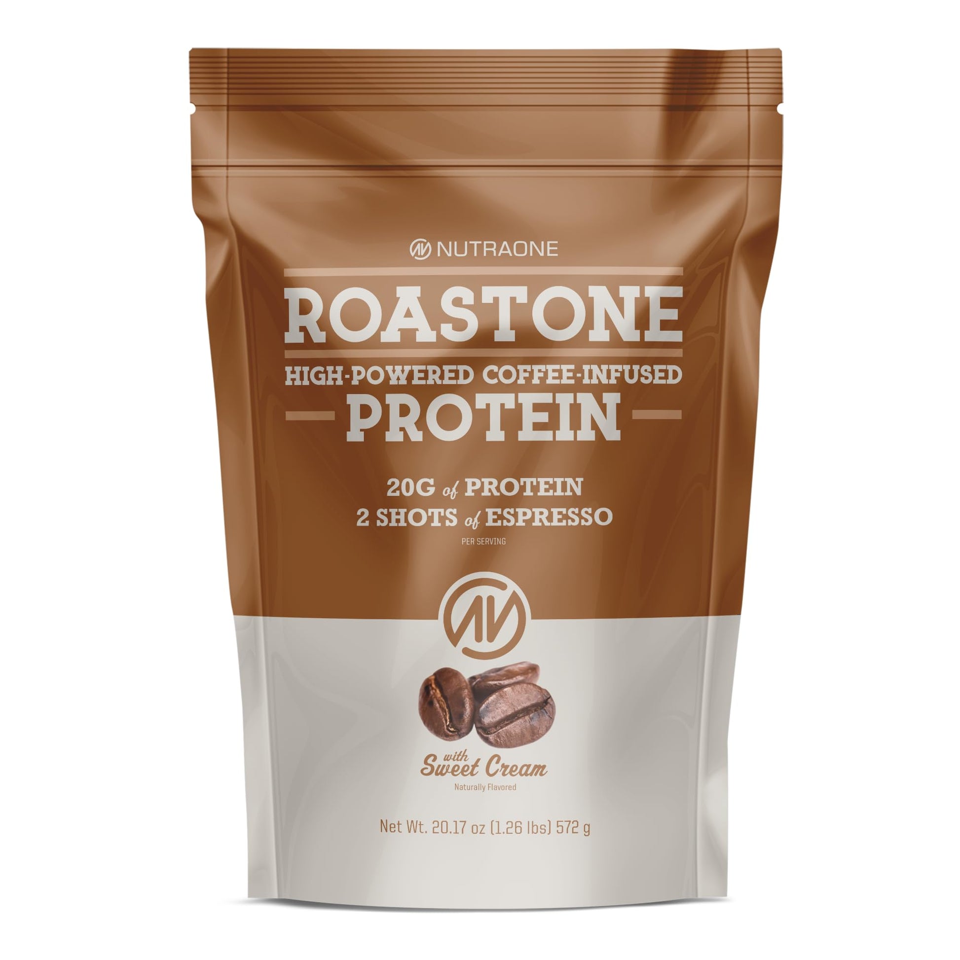 NutraOne RoastOne Coffee Protein Powder Coffee Infused Whey Protein Powder for Energy & Focus, 160mg Caffeine and 20g Protein (Sweet Cream – 1.35 lbs.) - Medaid International