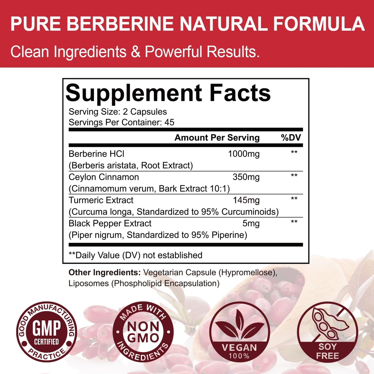 Dr.hillma Berberine Supplement 1500mg, High Bioavailability Berberine HCL with Ceylon Cinnamon, Supports Metabolic & Overall Wellness, Gluten Free, Non-GMO, 90 Capsules - Medaid International