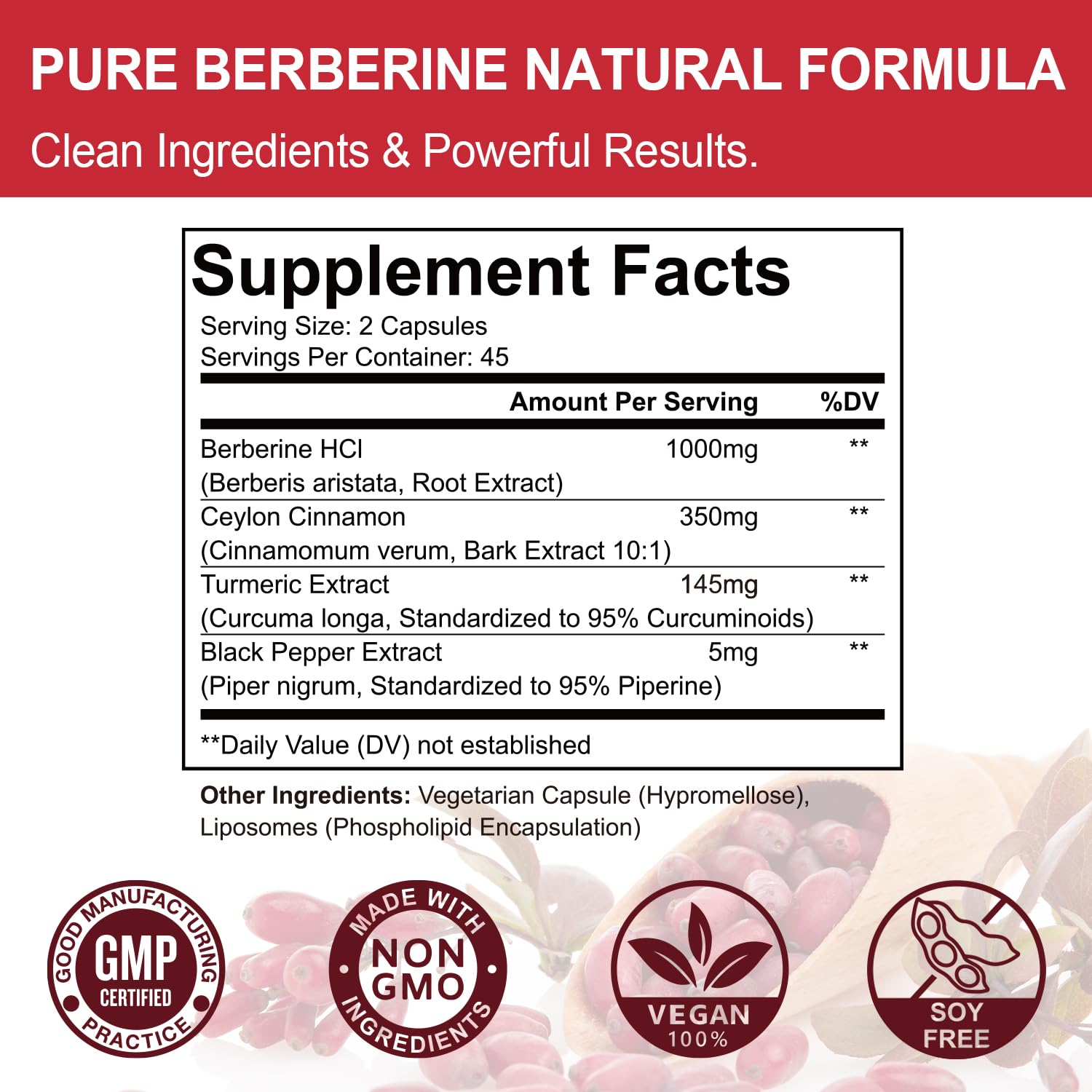 Dr.hillma Berberine Supplement 1500mg, High Bioavailability Berberine HCL with Ceylon Cinnamon, Supports Metabolic & Overall Wellness, Gluten Free, Non-GMO, 90 Capsules - Medaid International