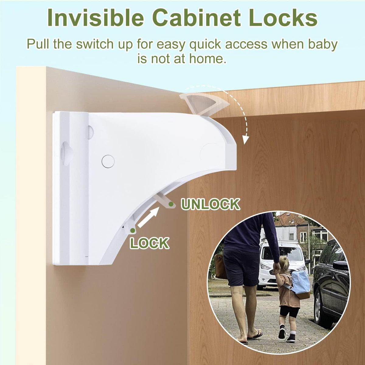 TERRIFI 6 Pack Magnetic Child Safety Cupboard Locks with 2 Keys, Babyproof Your Cabinets and Drawers, No Drilling or Screws Needed, Includes 1 Child Safety Lock for Knobs