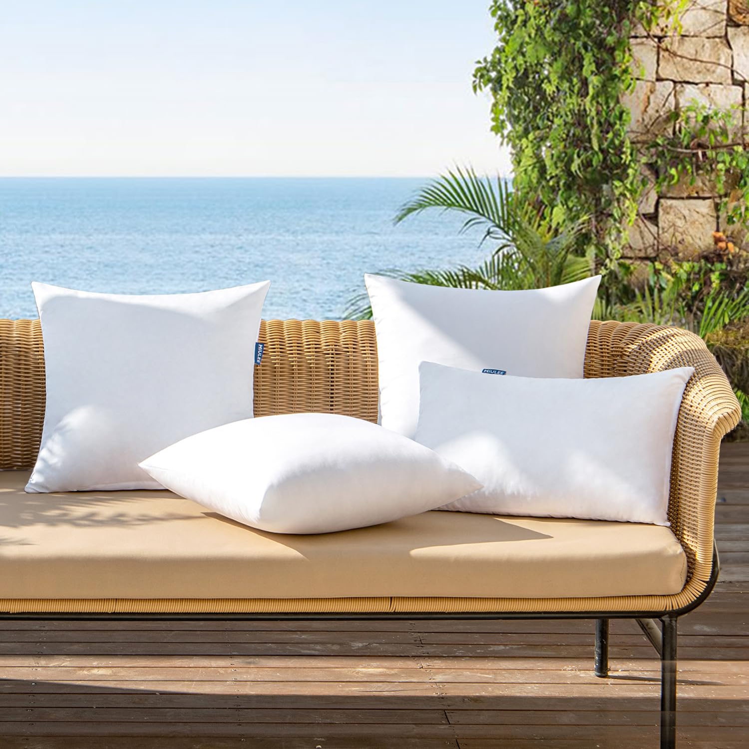 MIULEE Pack of 2 18x18 Outdoor Pillow Inserts, Outdoor Throw Pillows Water-Resistant Decorative Premium Square Pillow Stuffer Sham for Porch Swing Couch Sofa Cushion Patio Furniture - Medaid International