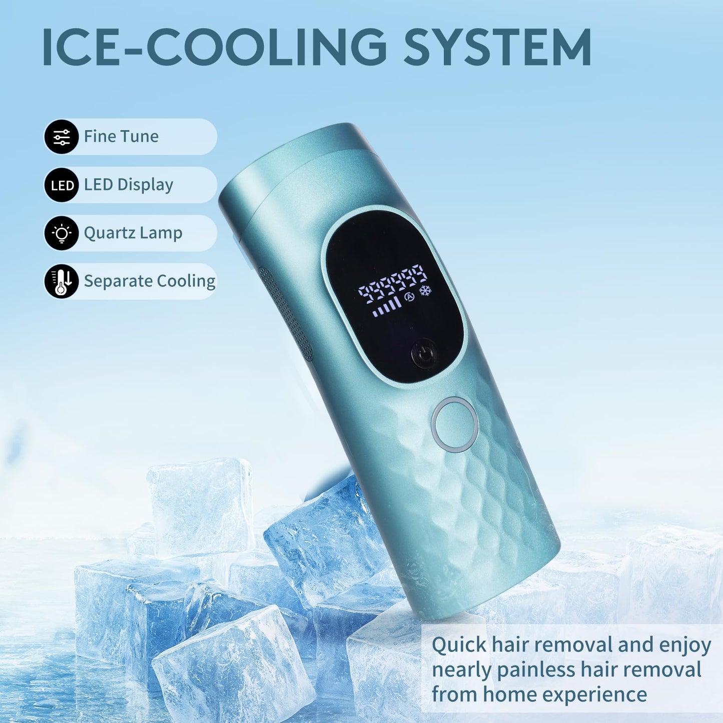 Laser Hair Removal for Women and Men - Permanent Painless Ice Cooling IPL Device Remover Machine with Shaver, Goggles, 999,999 Flashes for Body and Face, Corded - Medaid International