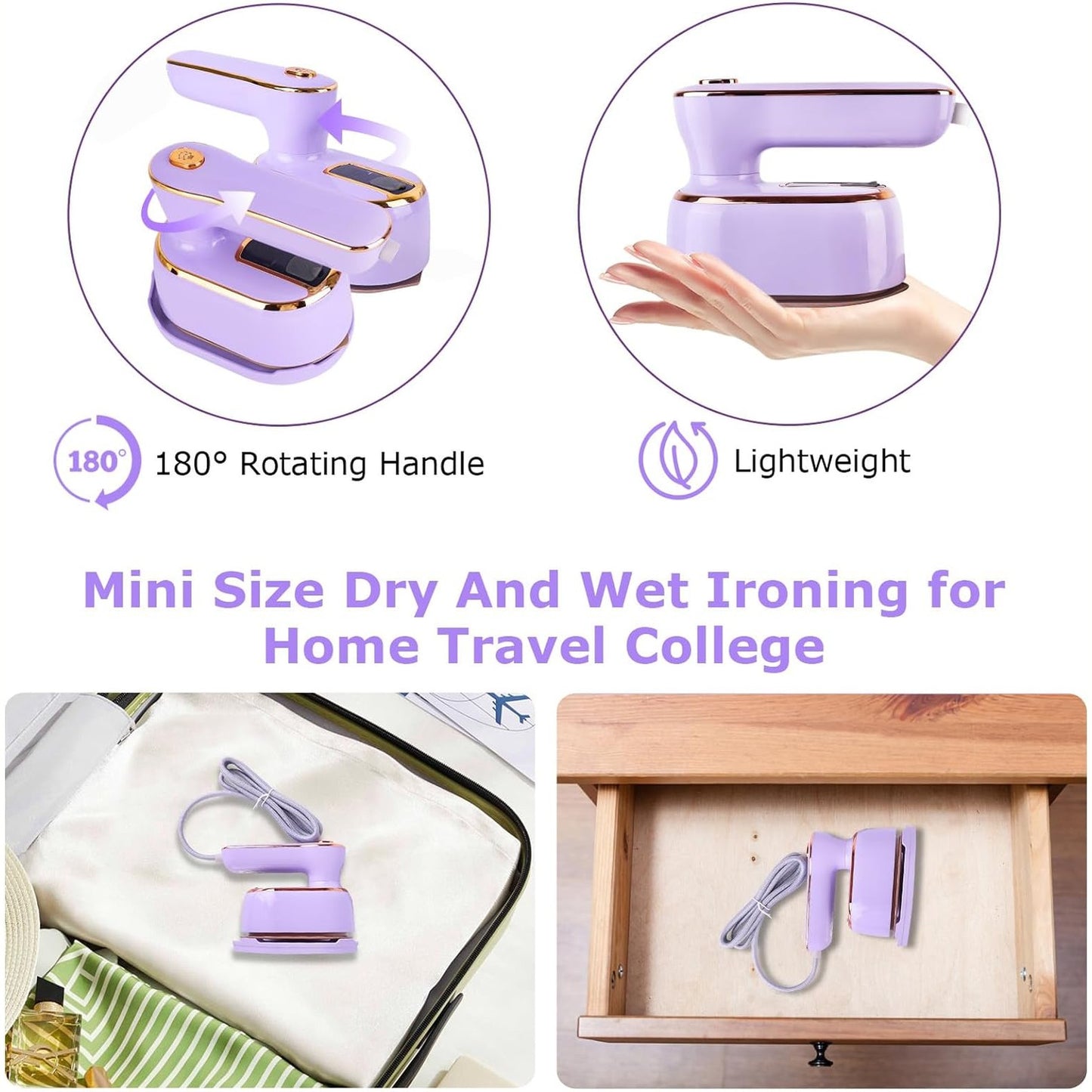 Portable Foldable Steam Iron 1000W High Power