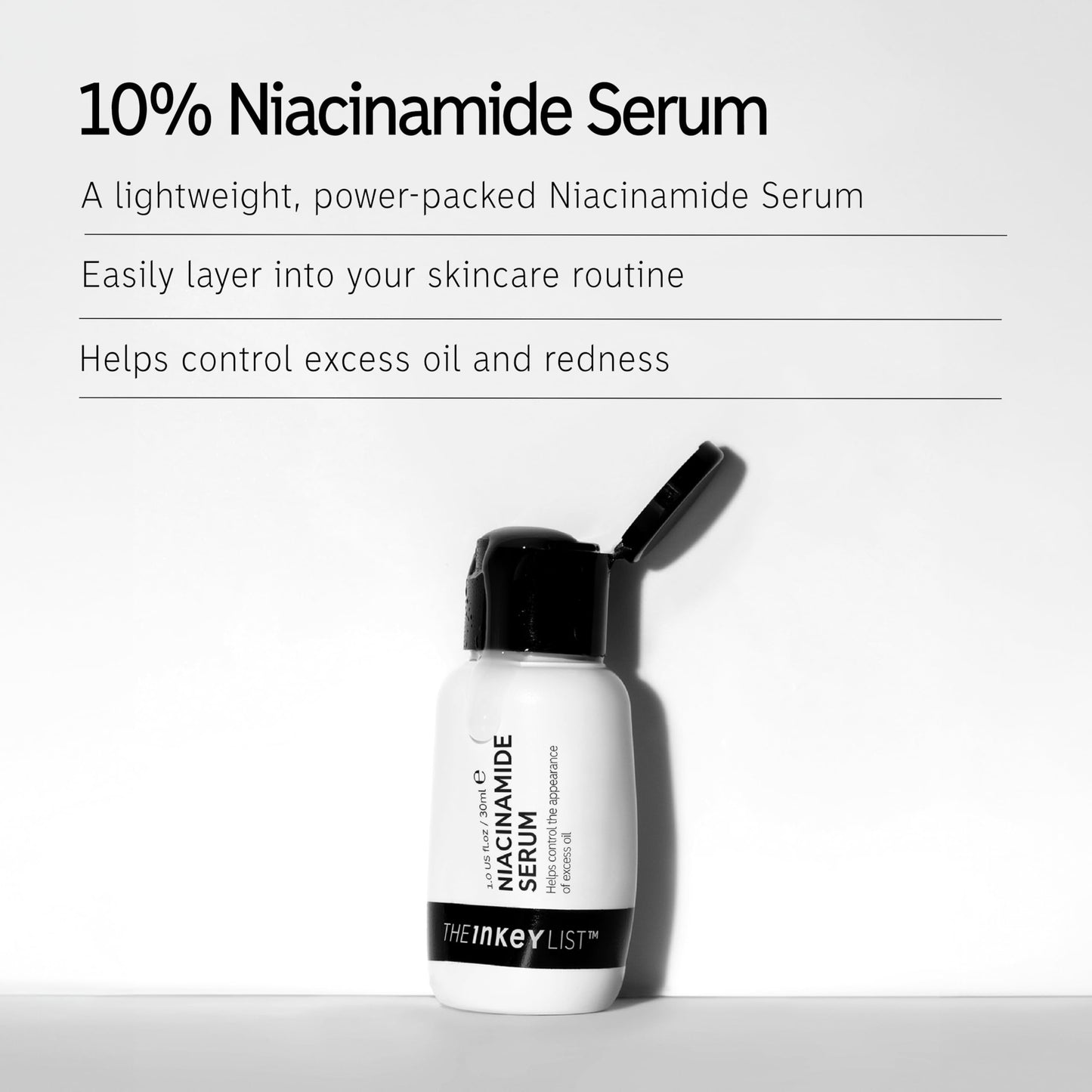 The INKEY List 10% Niacinamide Serum, Lightweight Oil Control Serum Helps with Blemishes and Appearance of Redness, Hydrating 1% Hyaluronic Acid 30ml, 1 fl oz - Medaid International