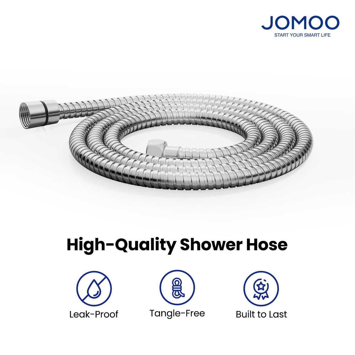 JOMOO Shower Hose, 98 Inch Extra Long Flexible Stainless Steel Handheld Shower Hose Extension with Brass Insert and Nut, EPDM Inner Tube, Anti-Kink Chrome Shower Head Hose Replacement