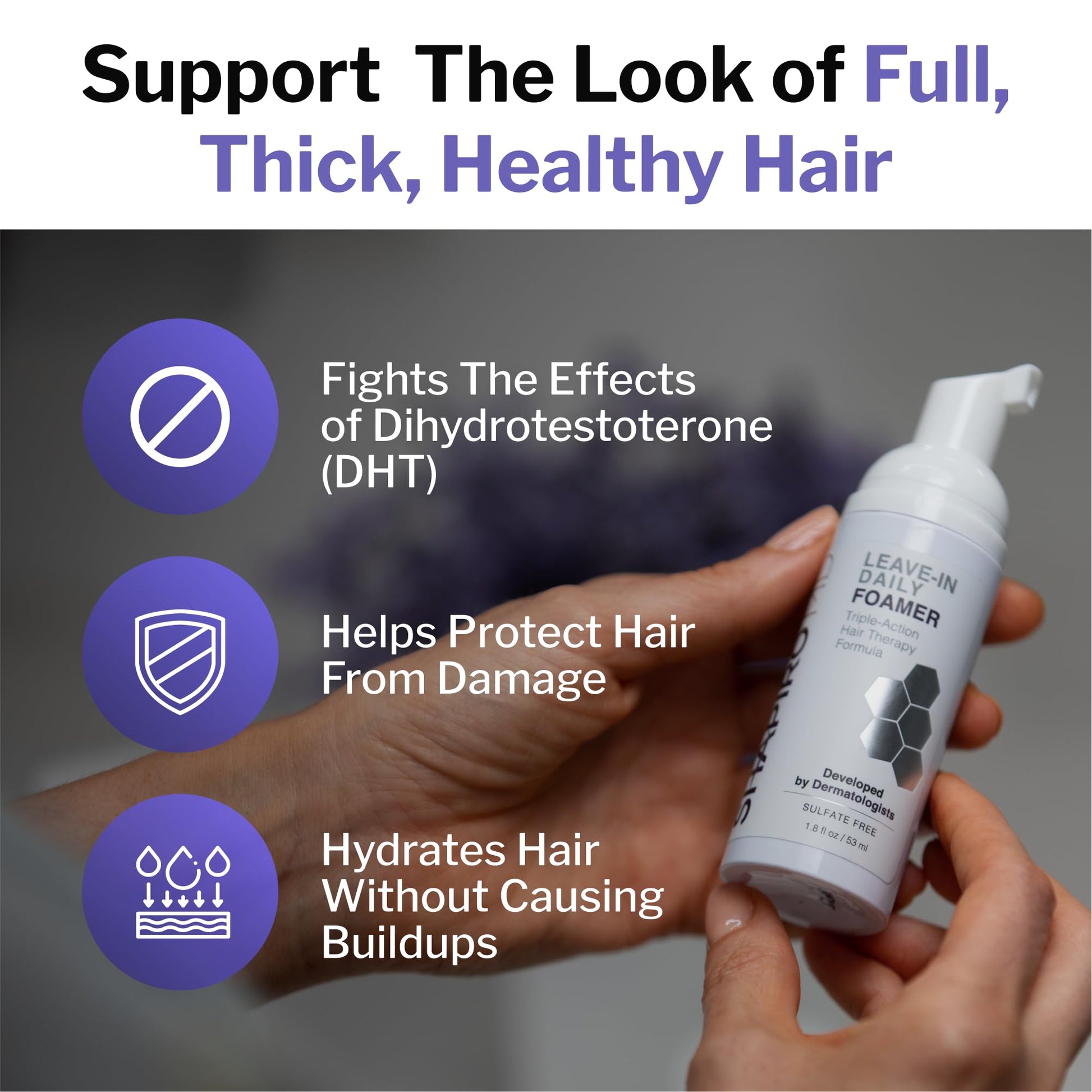 Shapiro MD Hair Growth Experts Leave-In Daily Foam, DHT Fighting Vegan Formula for Thinning Hair Developed by Dermatologists, Experience Healthier, Fuller & Thicker Looking Hair - 4 Month Supply - Medaid International