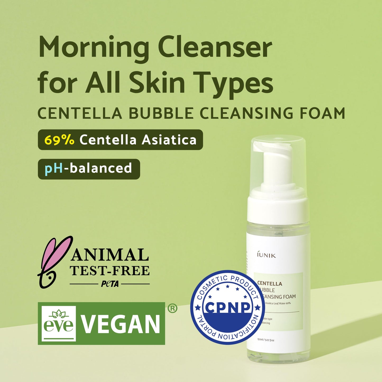 iUNIK Tea Tree Relief Facial Serum & Centella Bubble Foaming Face Cleanser Gentle Mild Soothing Calming Hydrating Ampoule Essence Acne-prone Oily Dry Skin Vegan Korean Skincare - Medaid International